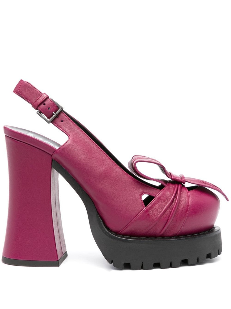 130mm leather slingback pumps 1