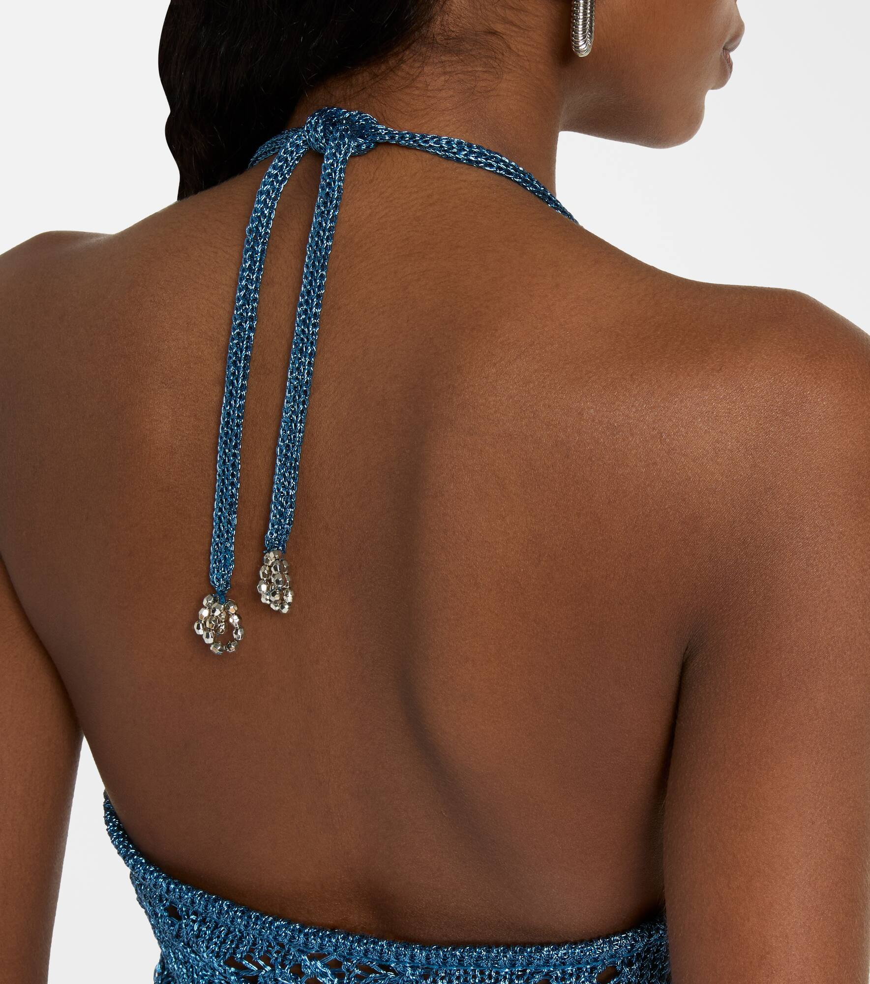 Crochet embellished lamé crop top - 6