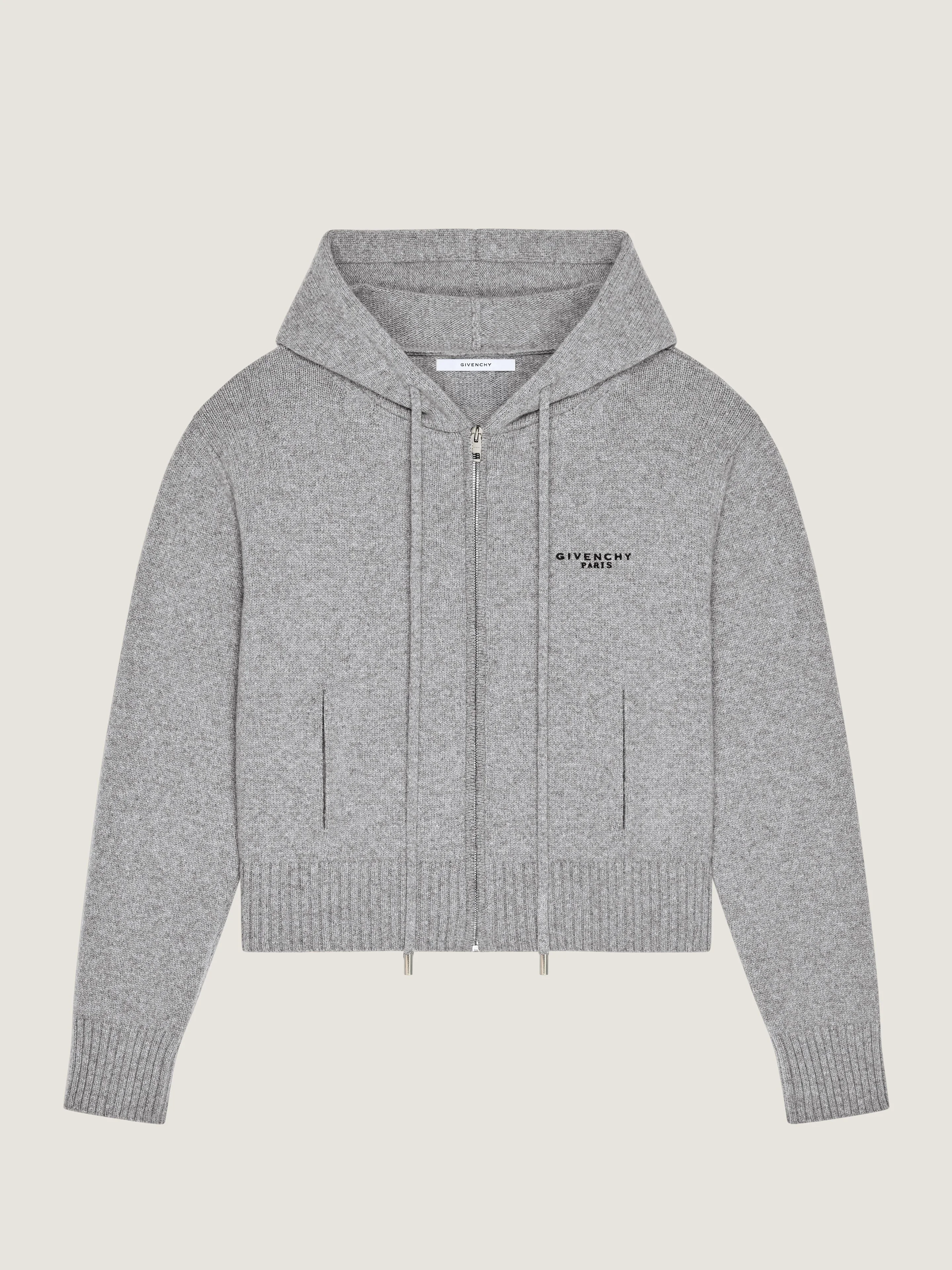 ZIPPED HOODIE IN WOOL AND CASHMERE - 1