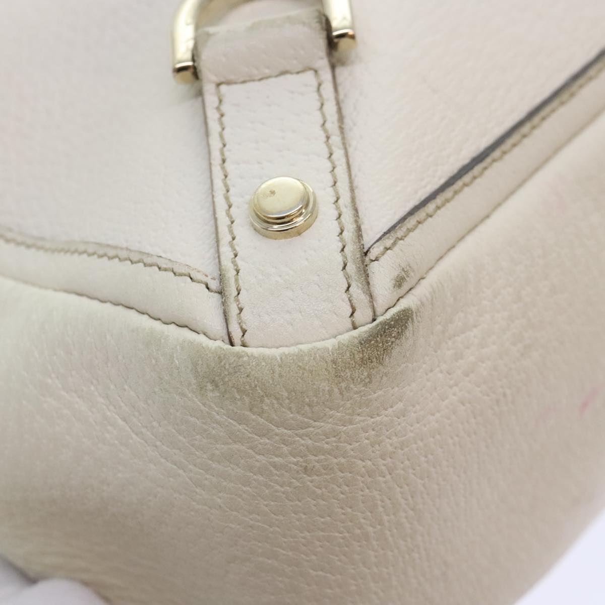 GUCCI Tote Bag Leather White Gold - 13