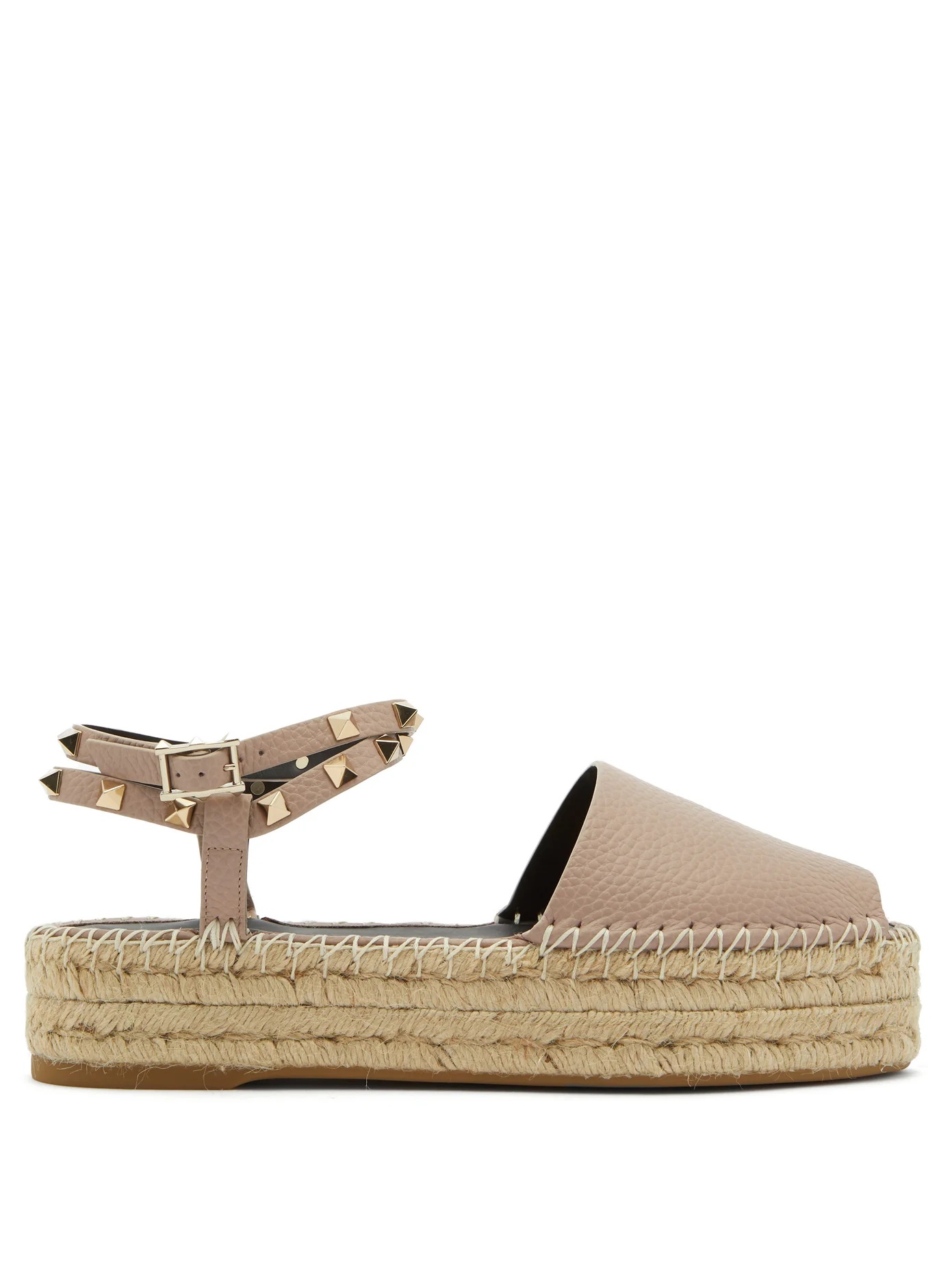 Rockstud leather flatform espadrille sandals - 1