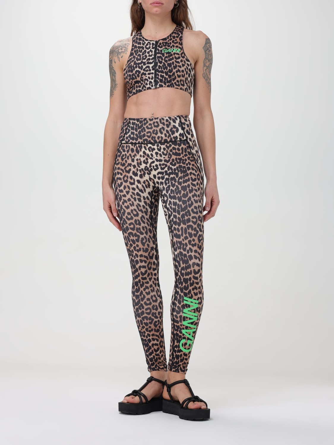 Ganni top in technical fabric with animal print - 2