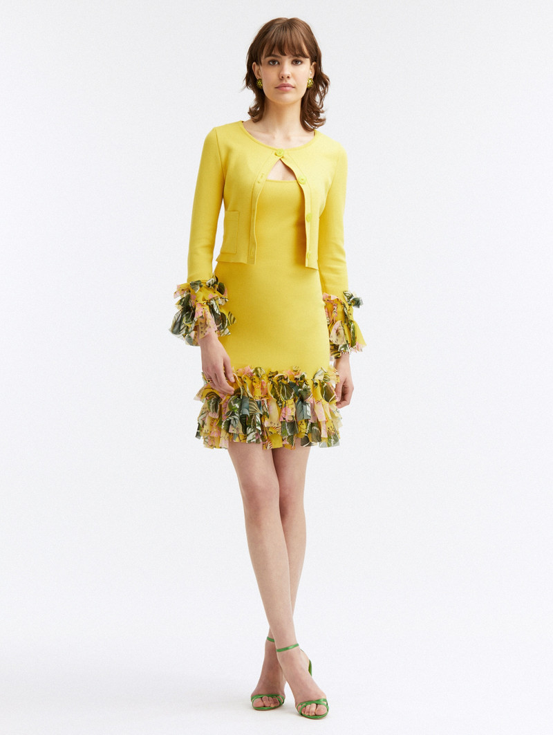 Oscar de la Renta CROPPED CHIFFON FRINGED CARDIGAN outlook