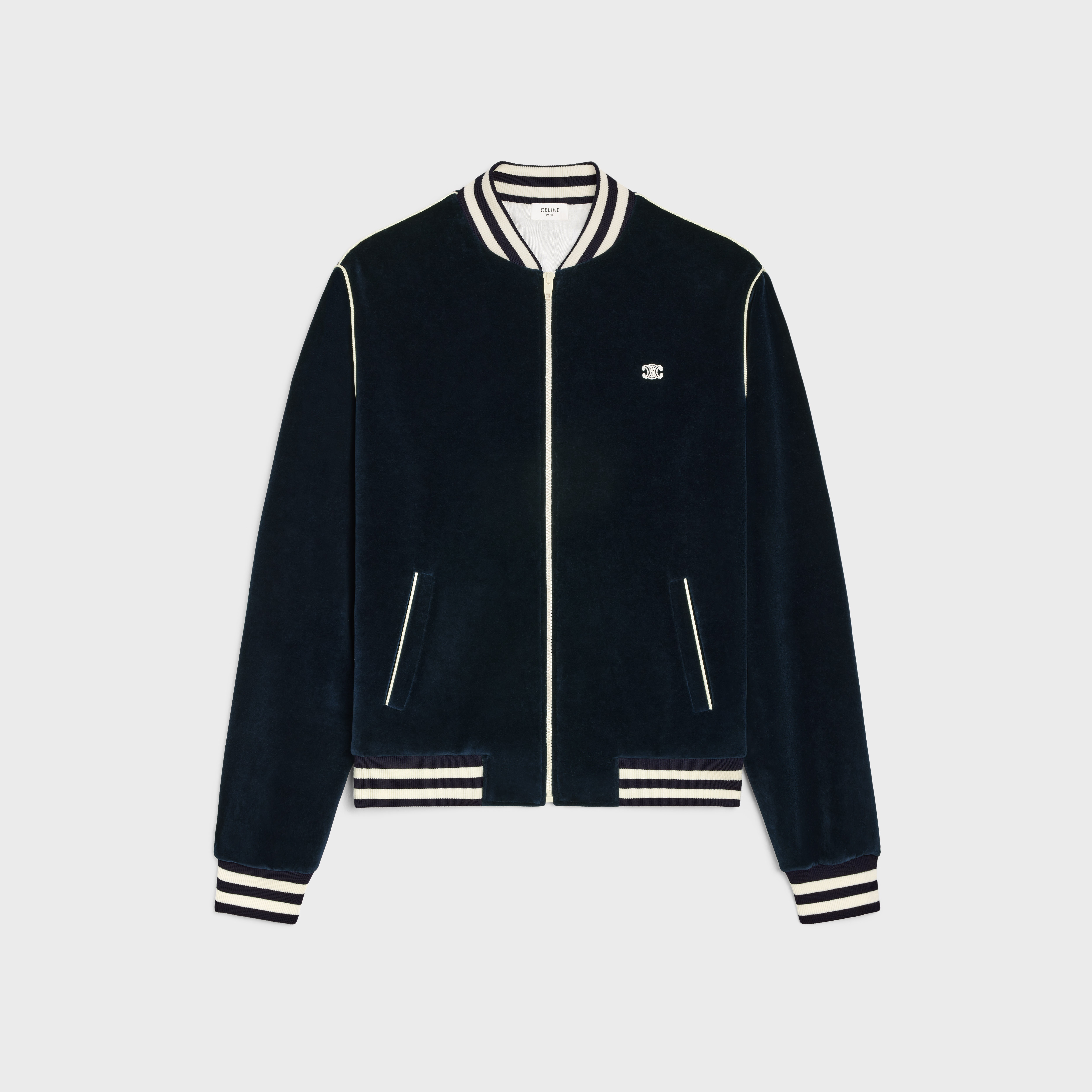 【CELINE】TRIOMPHE JACKET●RV05Q670001AV CELINE HOMME Triomphe Logo-Embroidered Jersey Track Jacket