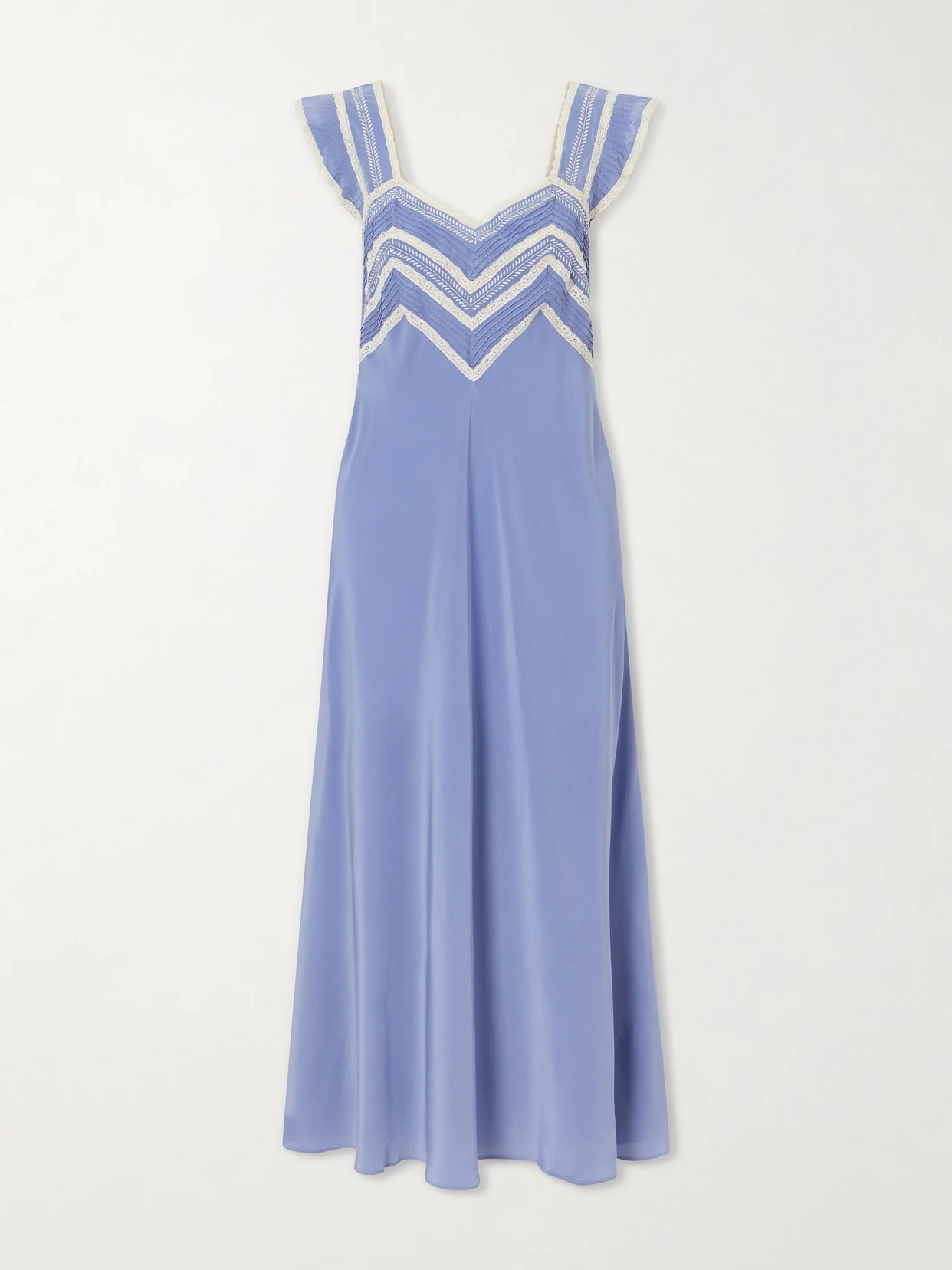 Bailee Crochet-trimmed Silk-crepe De Chine Midi Dress - 1