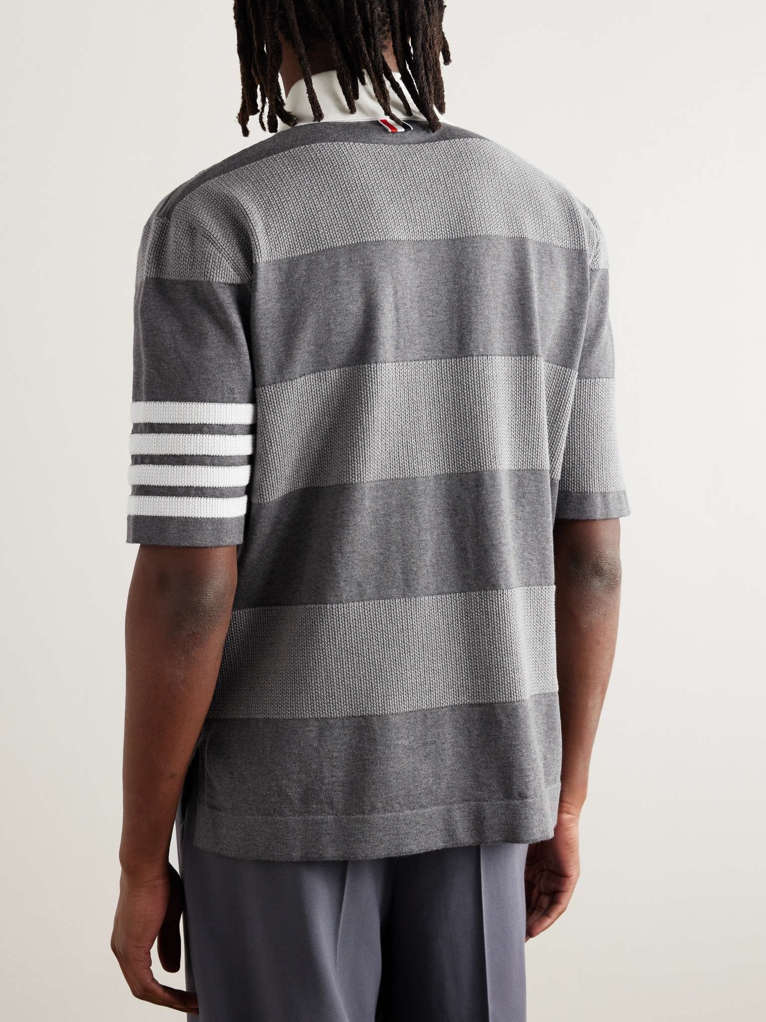 Striped Textured-Cotton Polo Shirt - 3