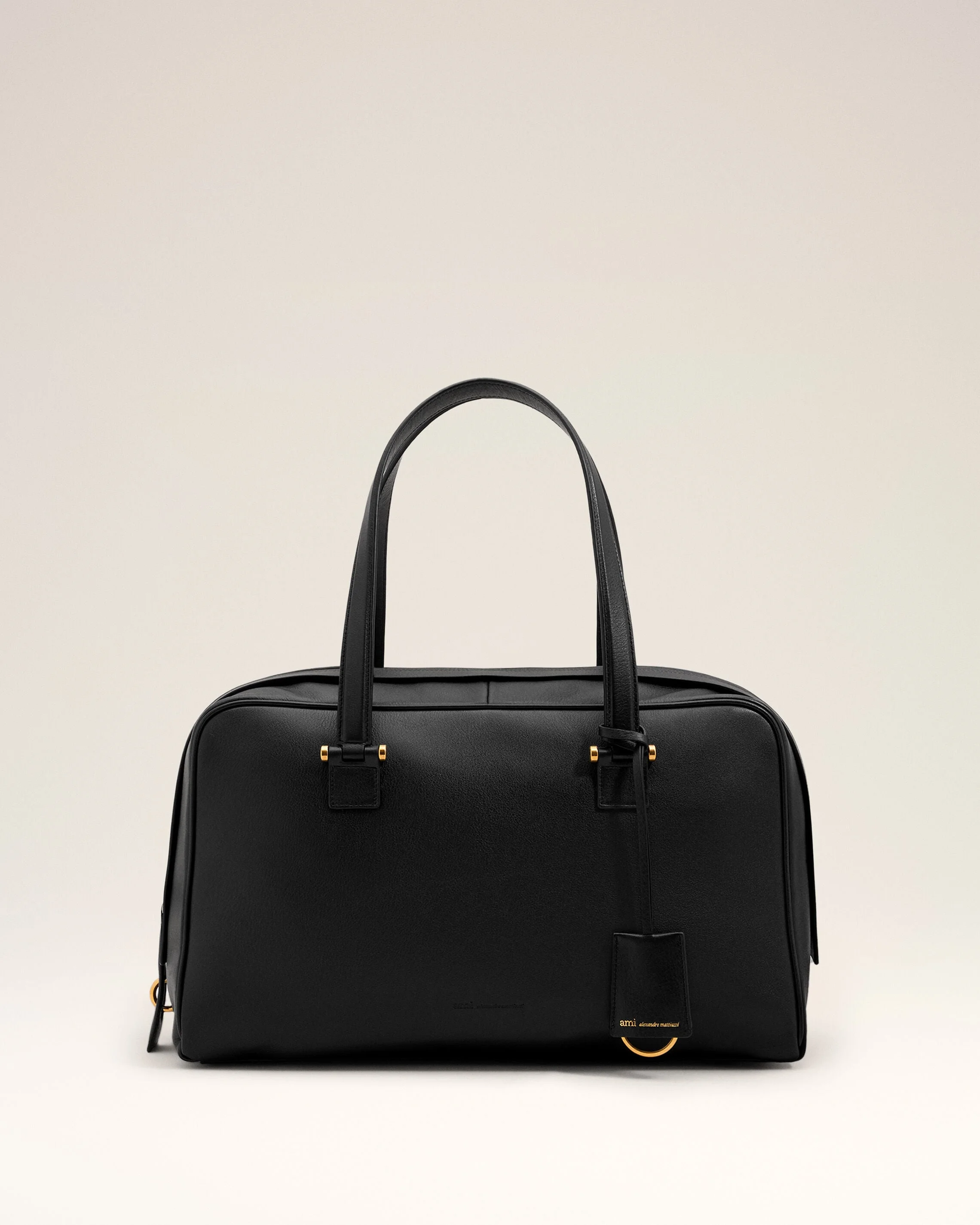 BLACK COWHIDE LEATHER GEORGES BOWLING BAG - 1