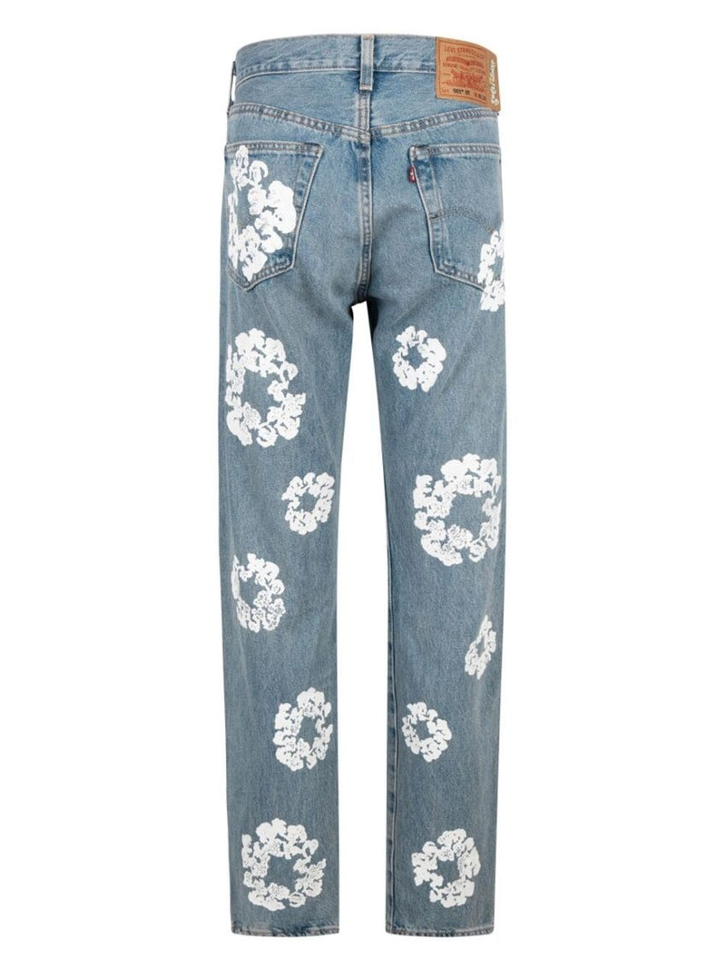 x Levi's Cotton Wreath-print straight-leg jeans 3