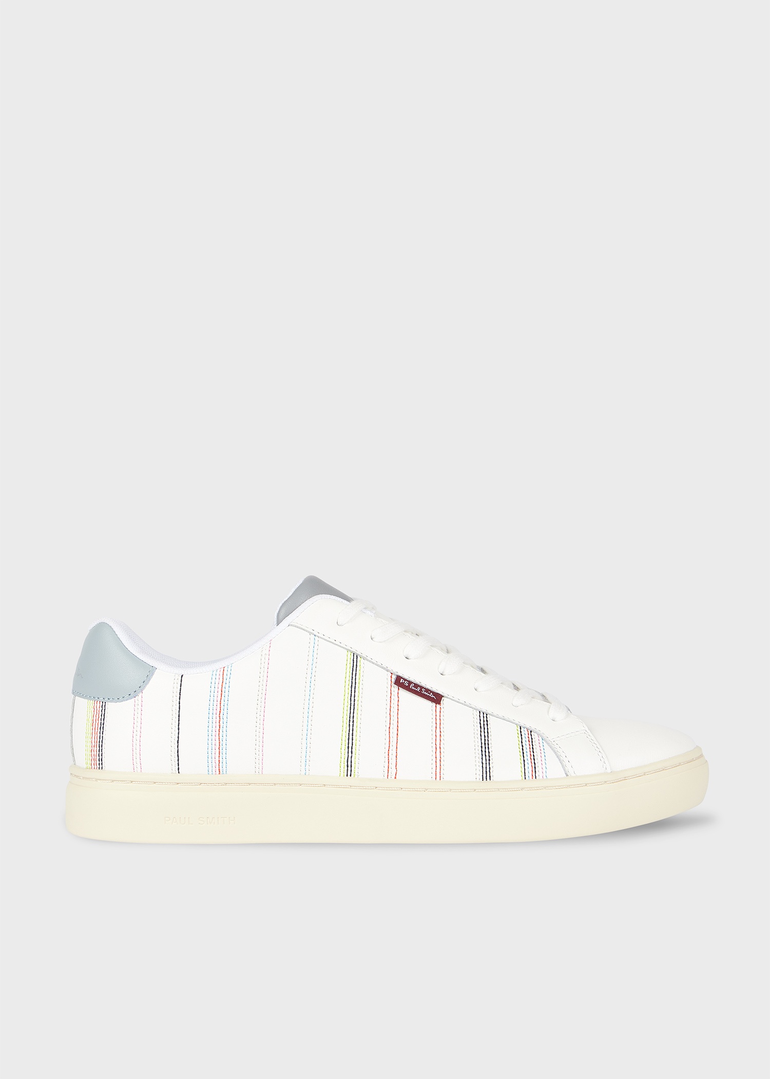 White 'Embroidered Stripe' Leather 'Rex' Trainers - 1
