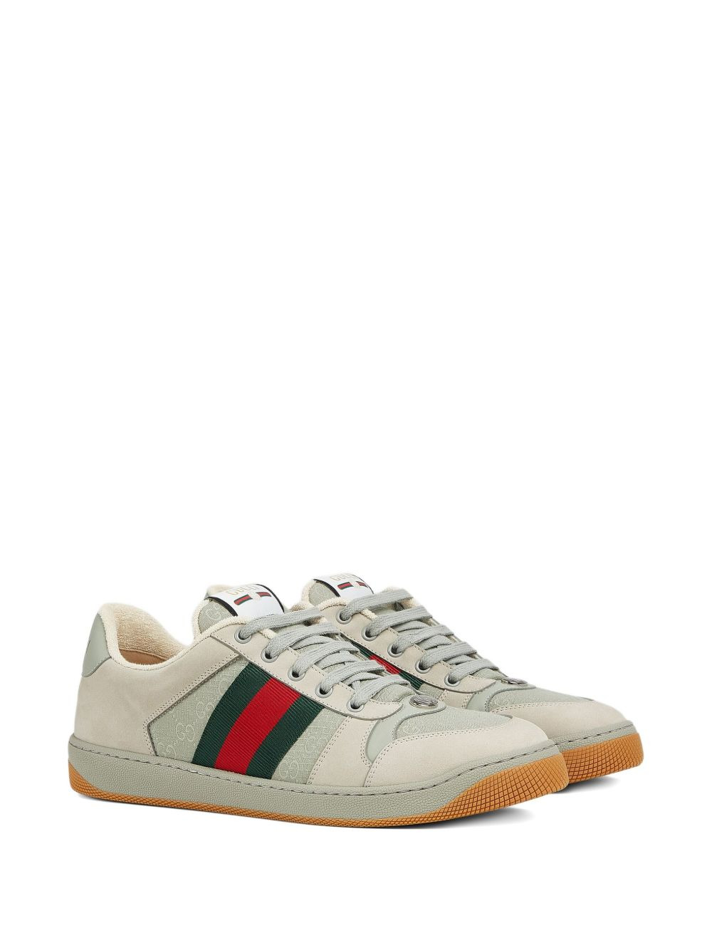 GG-pattern Web Stripe lace-up sneakers - 2
