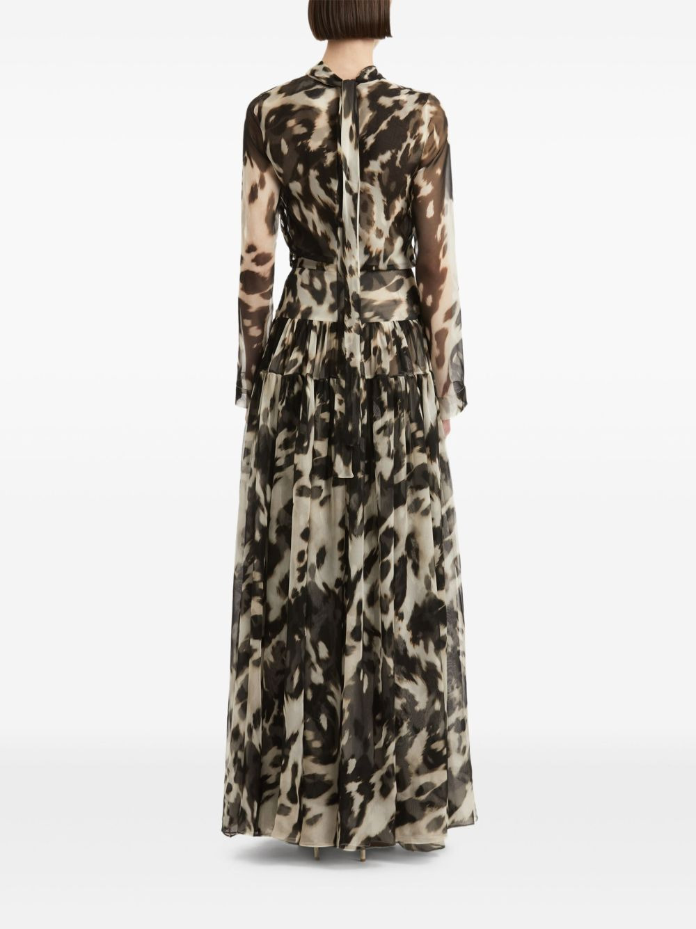 cowhide-print pleated maxi dress - 3