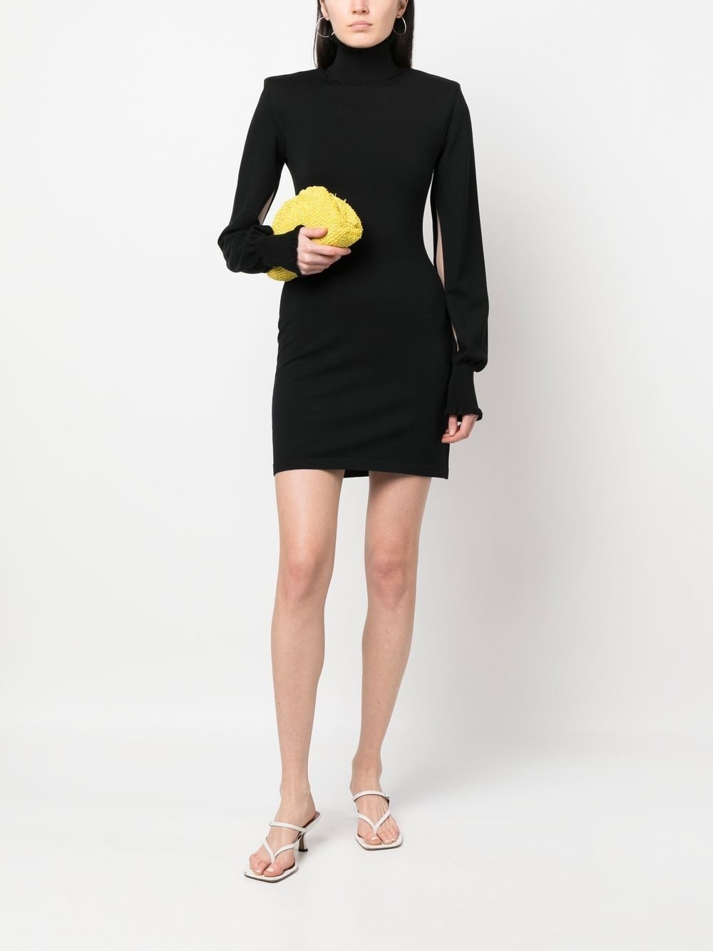 high-neck long-sleeve dress - 2