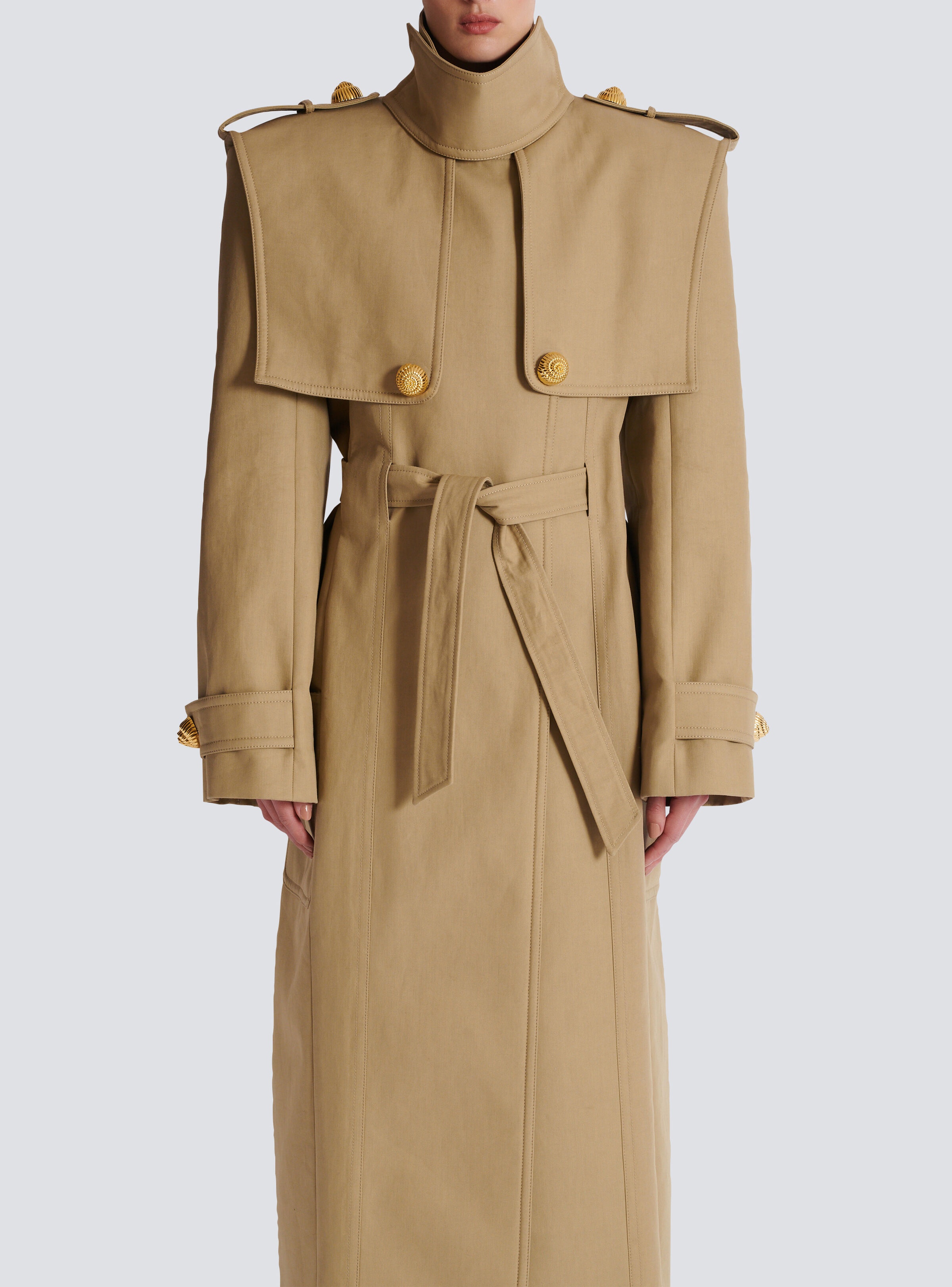 Belted trench coat in water-repellent cotton - 5