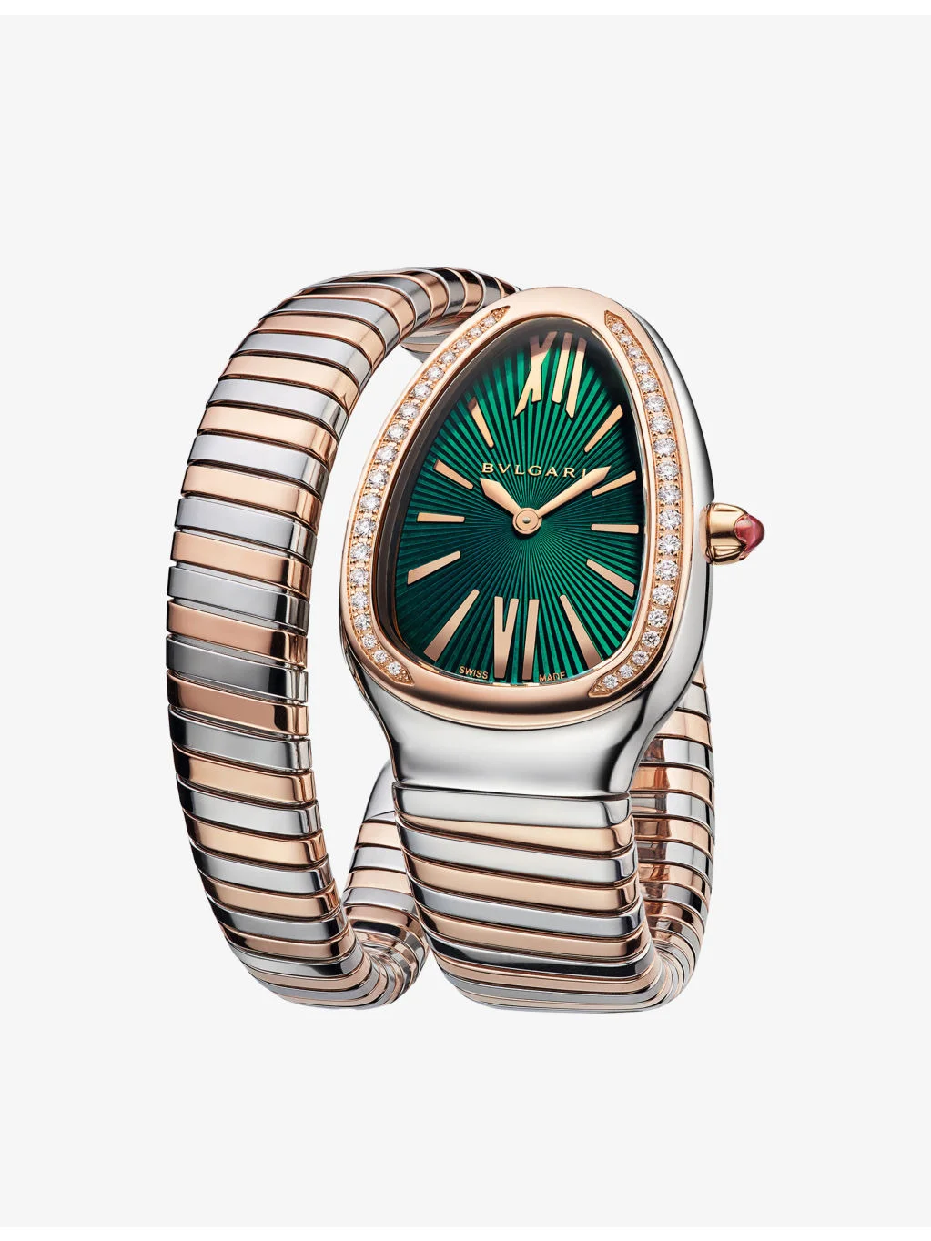 SP35C4SPGD1T Serpenti Tubogas 18ct rose-gold, stainless-steel and 0.29ct diamond quartz watch - 1