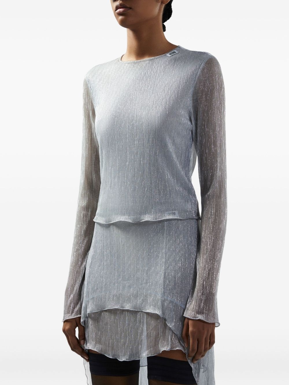 ◆GCDS◆ ROUCHES KNIT LONG SLEEVES TOP DKPAA21040SI GCDS Rouches top | REVERSIBLE