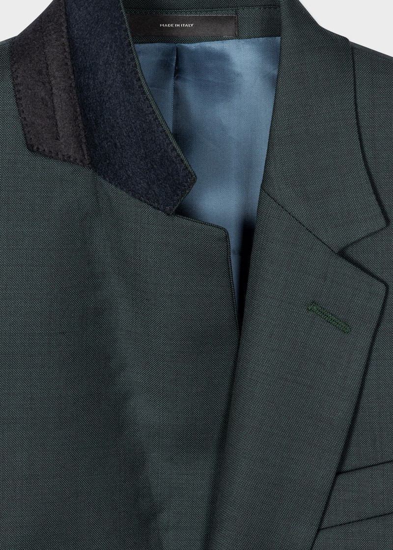 Tailored-Fit Dark Green Sharkskin Wool Suit 5
