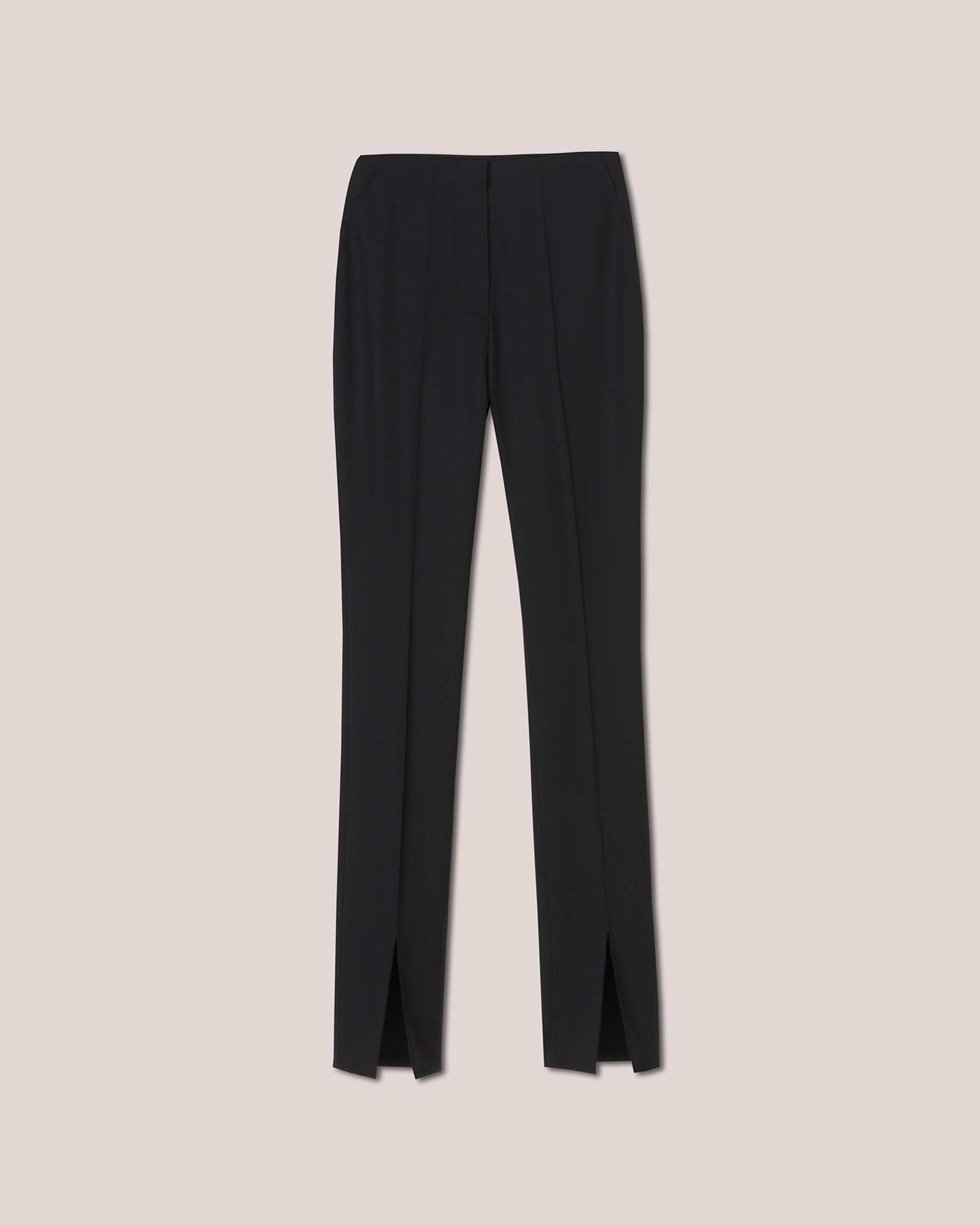 FLORINE - Tailored summer suiting slim pants - Black - 1