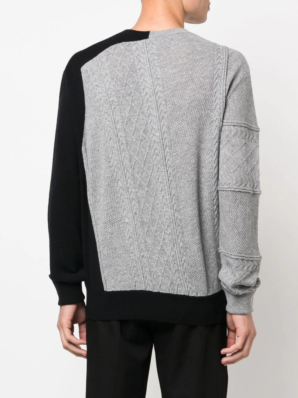 two-tone cable-knit jumper - 4