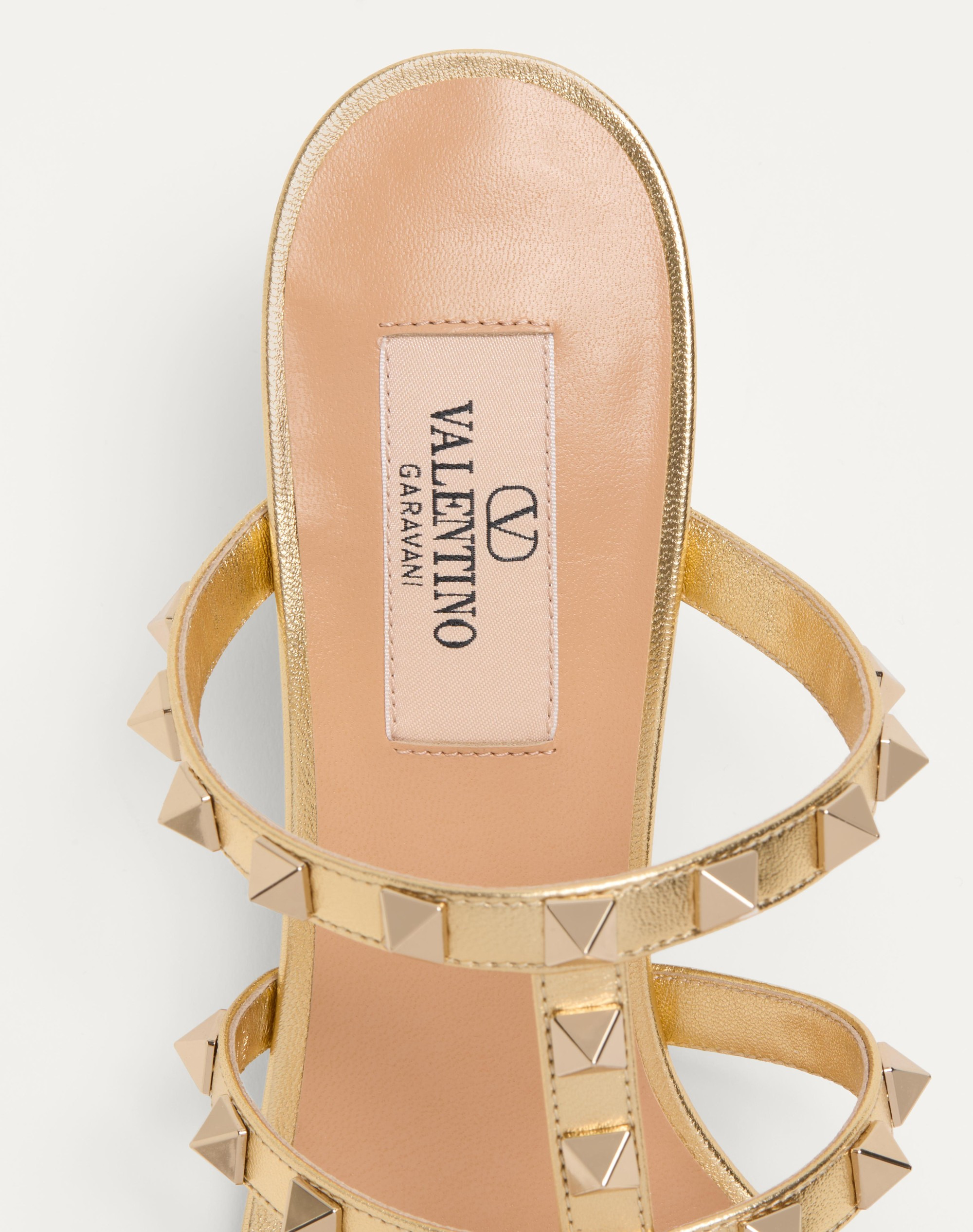 ROCKSTUD SLIDE SANDAL IN LAMINATED NAPPA 60MM - 4