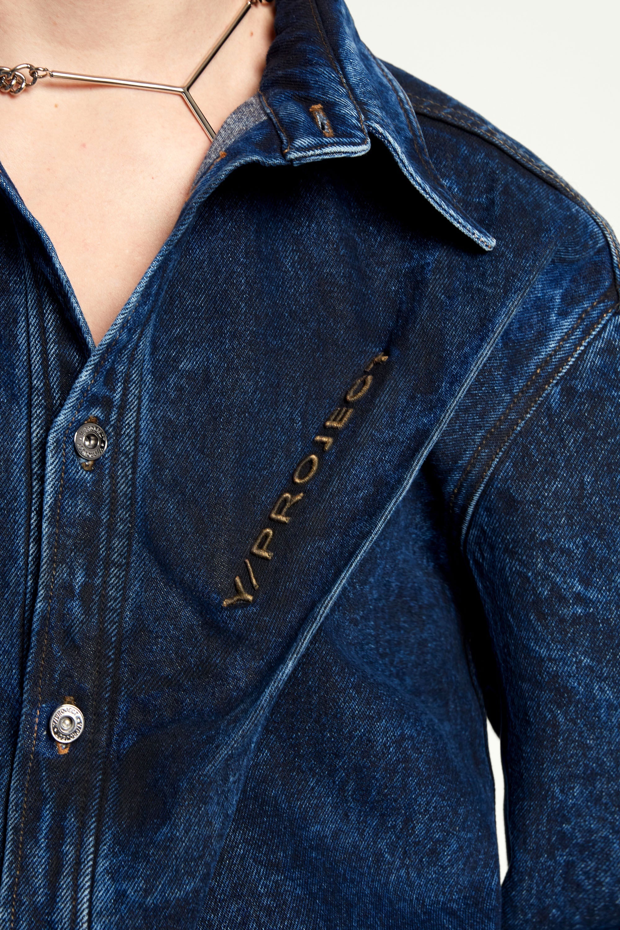 Pinched Logo Denim Shirt - 4