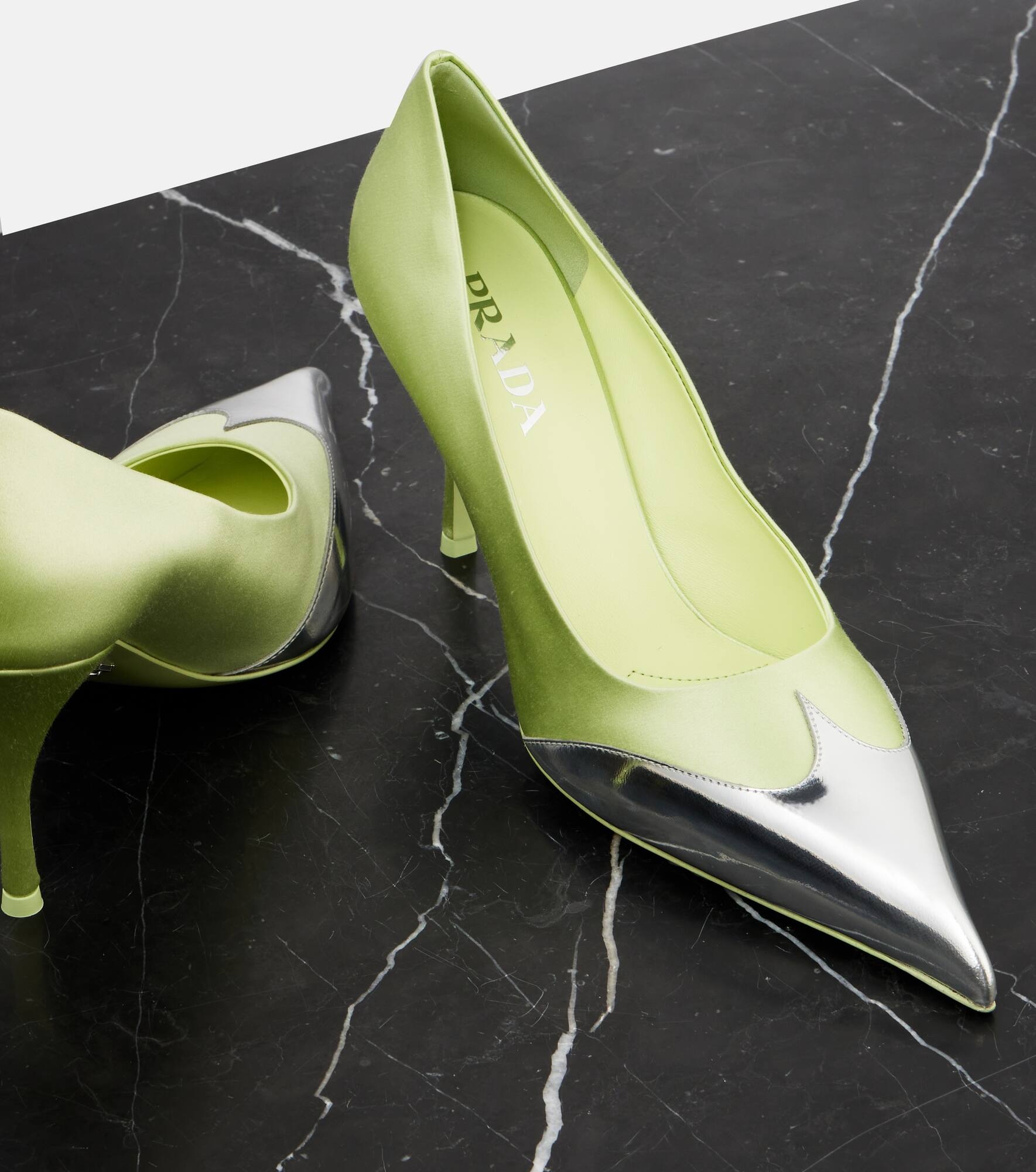 85 satin and metallic leather pumps - 5