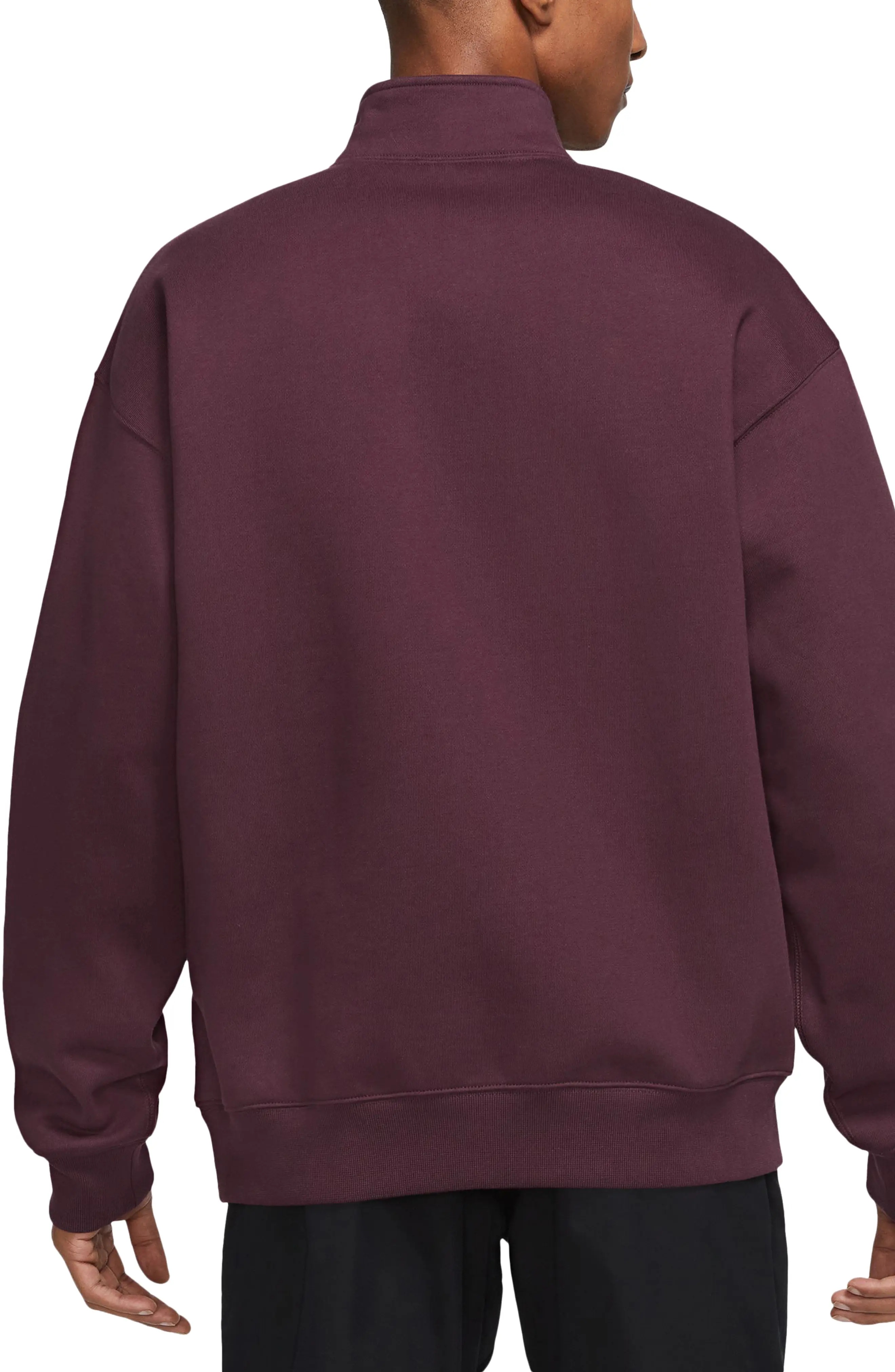 Solo Swoosh Oversize Quarter Zip Sweatshirt in Night Maroon/White - 2