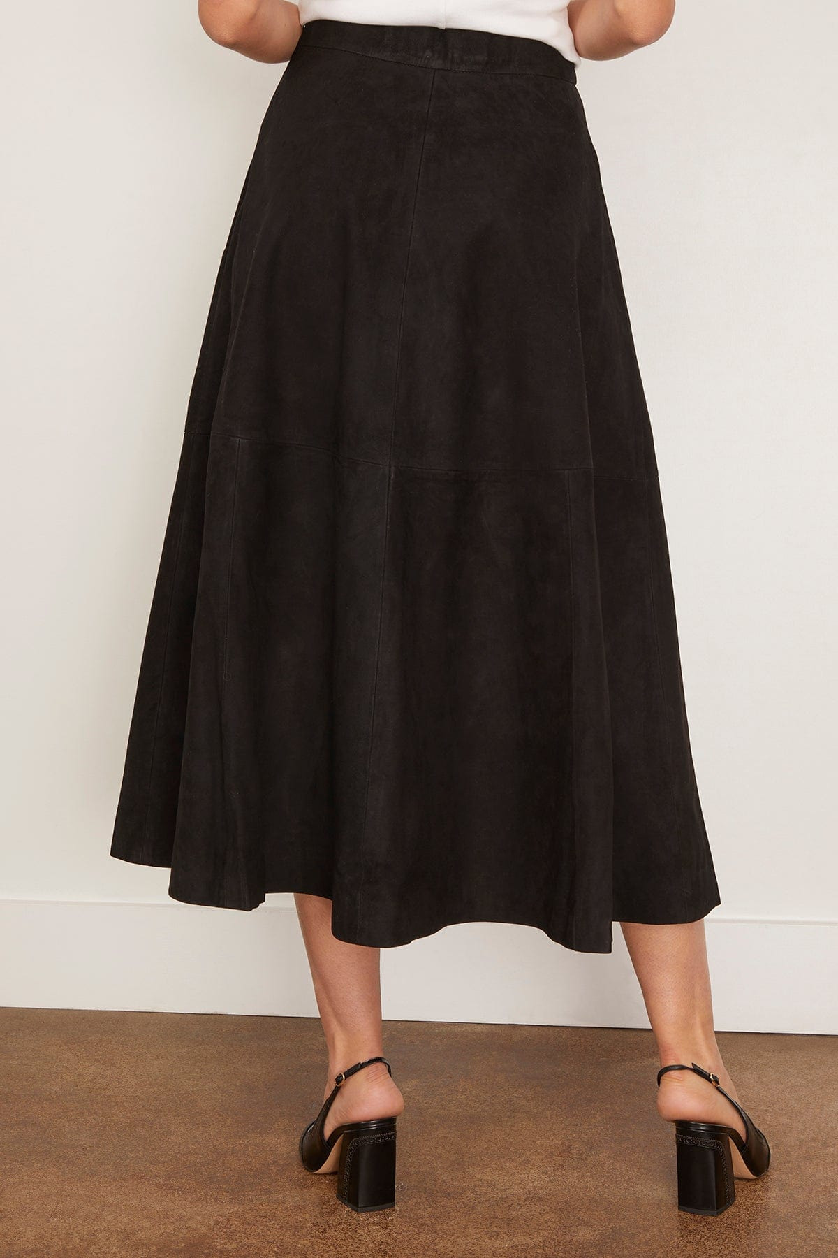 A-Line Suede Skirt in Black - 4