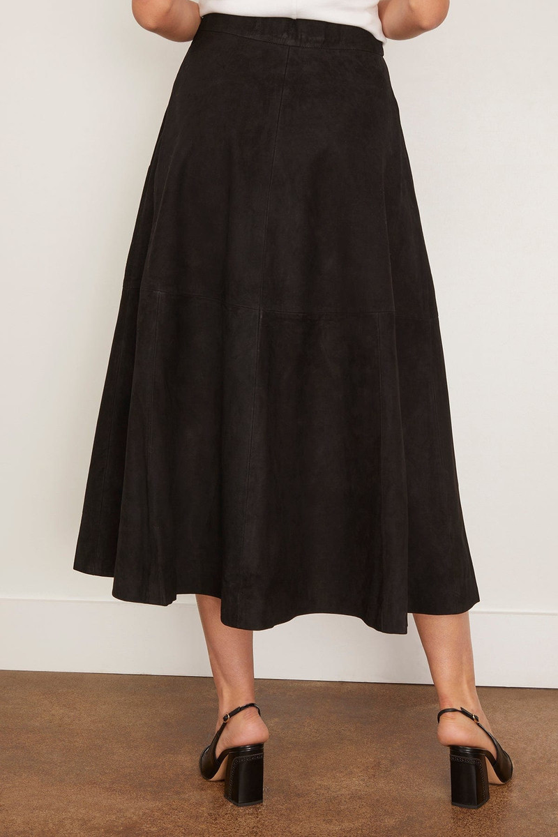 A-Line Suede Skirt in Black 4