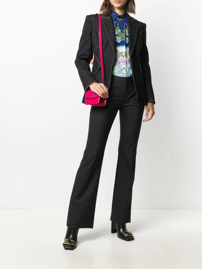 Alexander McQueen structured contrast stitch denim blazer outlook