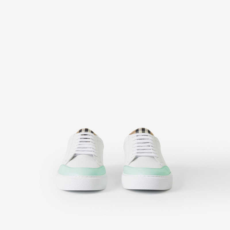 Burberry Leather and Check Cotton Sneakers outlook