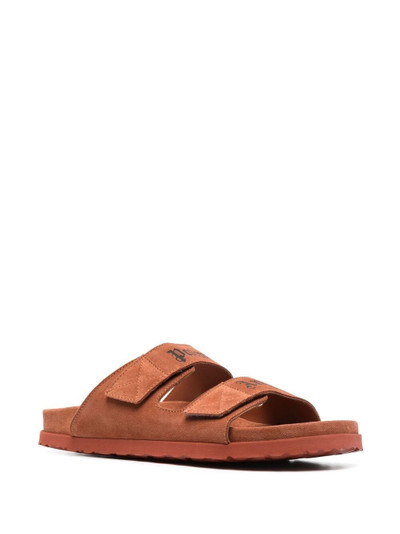 Palm Angels logo print suede sandals outlook