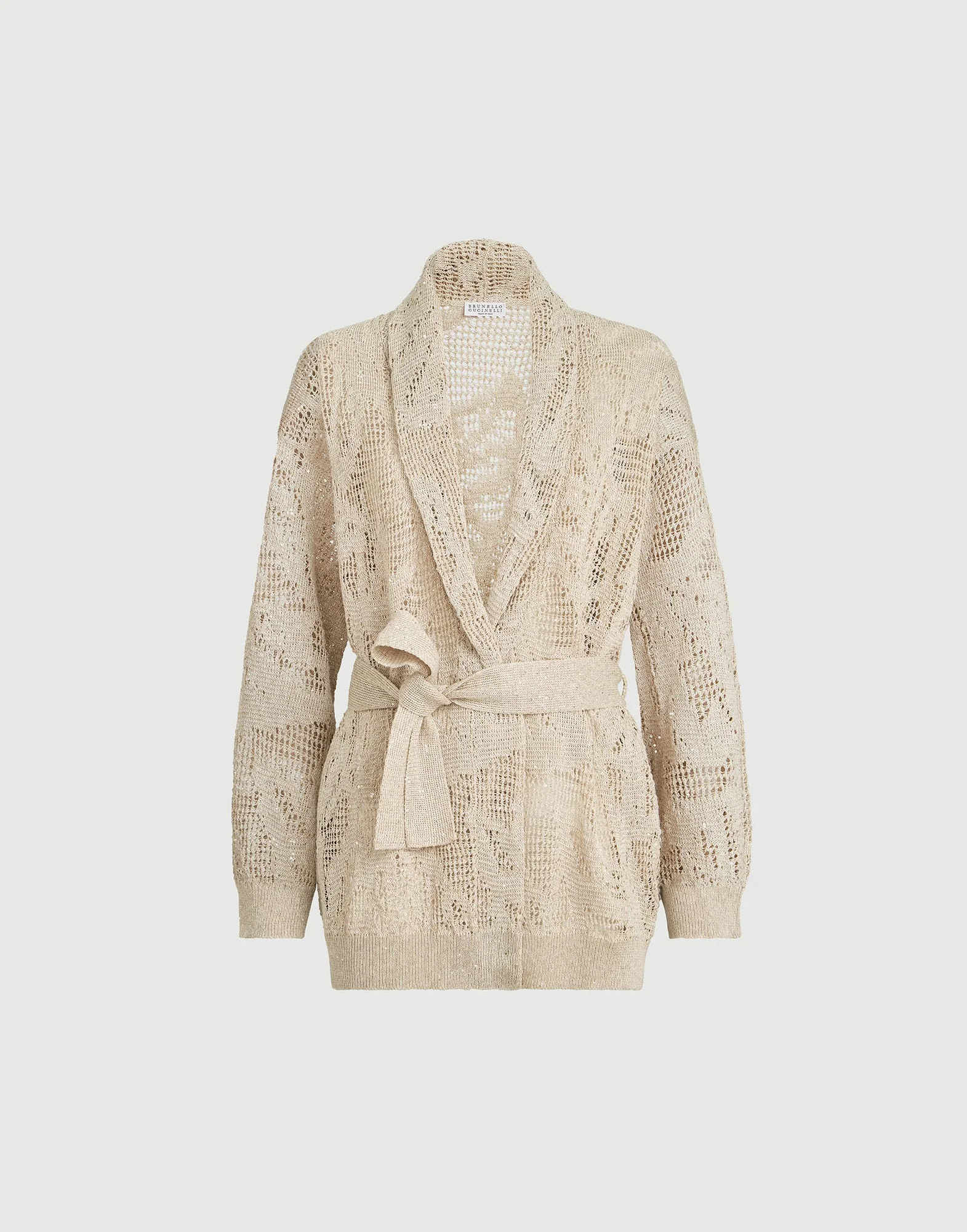 Dazzling water lillies belted cardigan in linen and cotton - 1