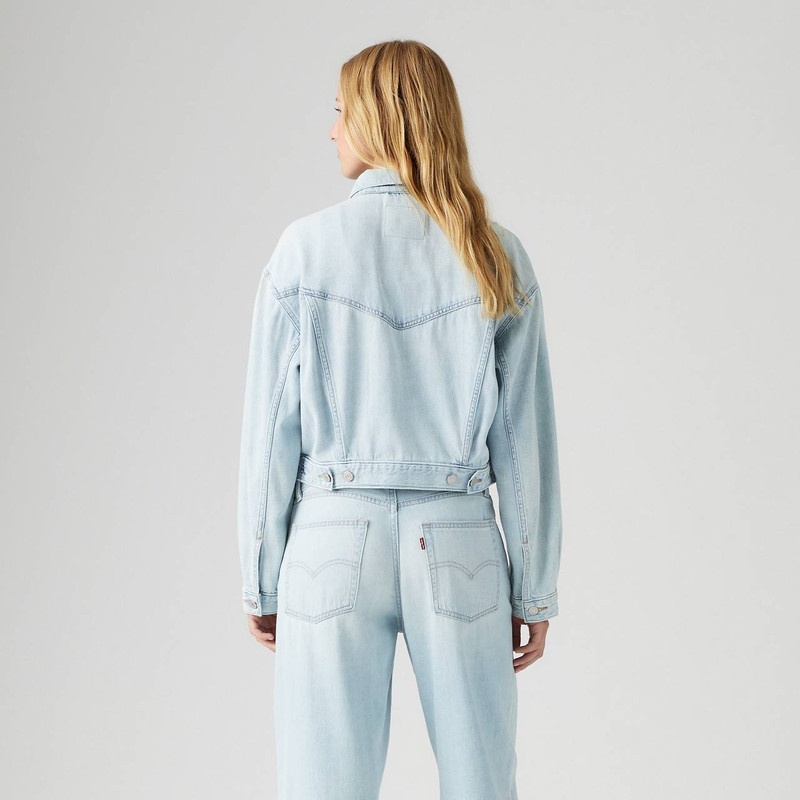 SHRUNKEN '90S LINEN+ DENIM LIGHTWEIGHT TRUCKER JACKET 4