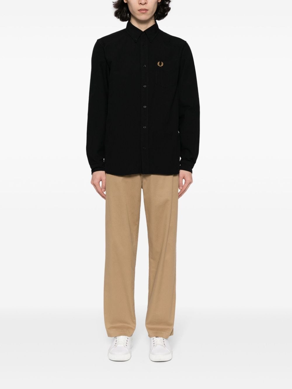 logo-embroidered cotton shirt - 4