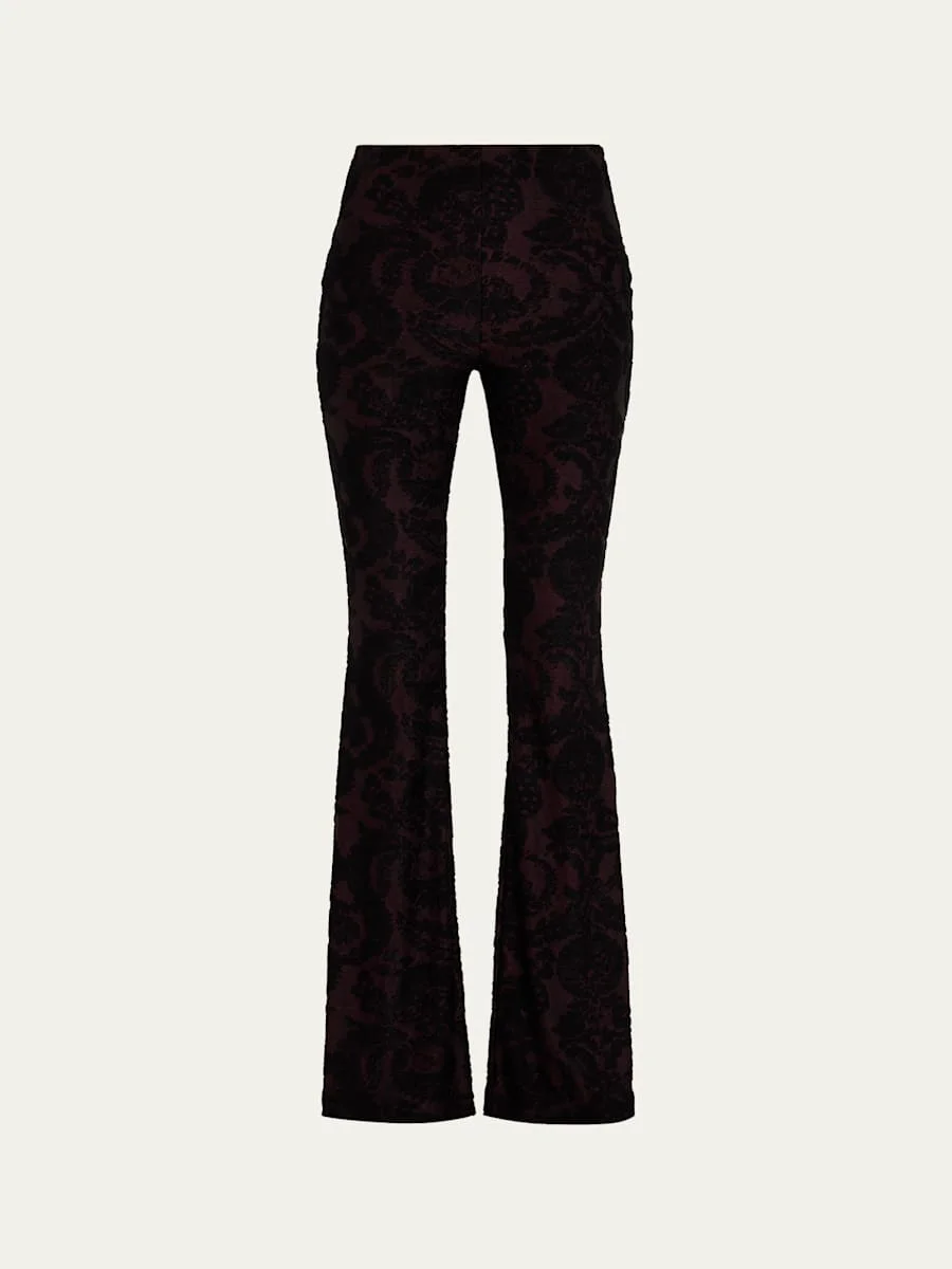 Paisley Chenille Jacquard Flare Pants - 1