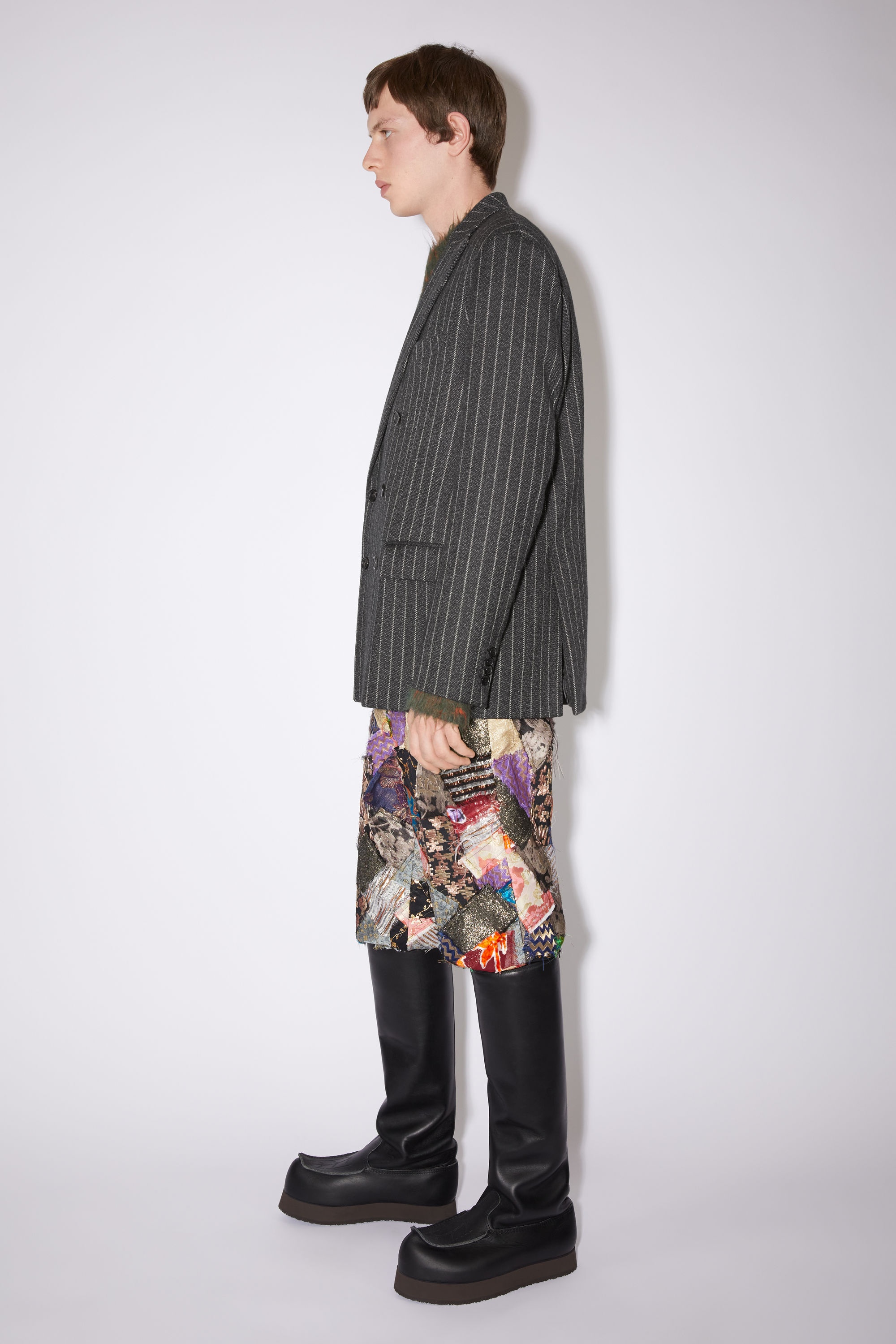 Double-breasted pinstripe jacket - Dark grey - 4