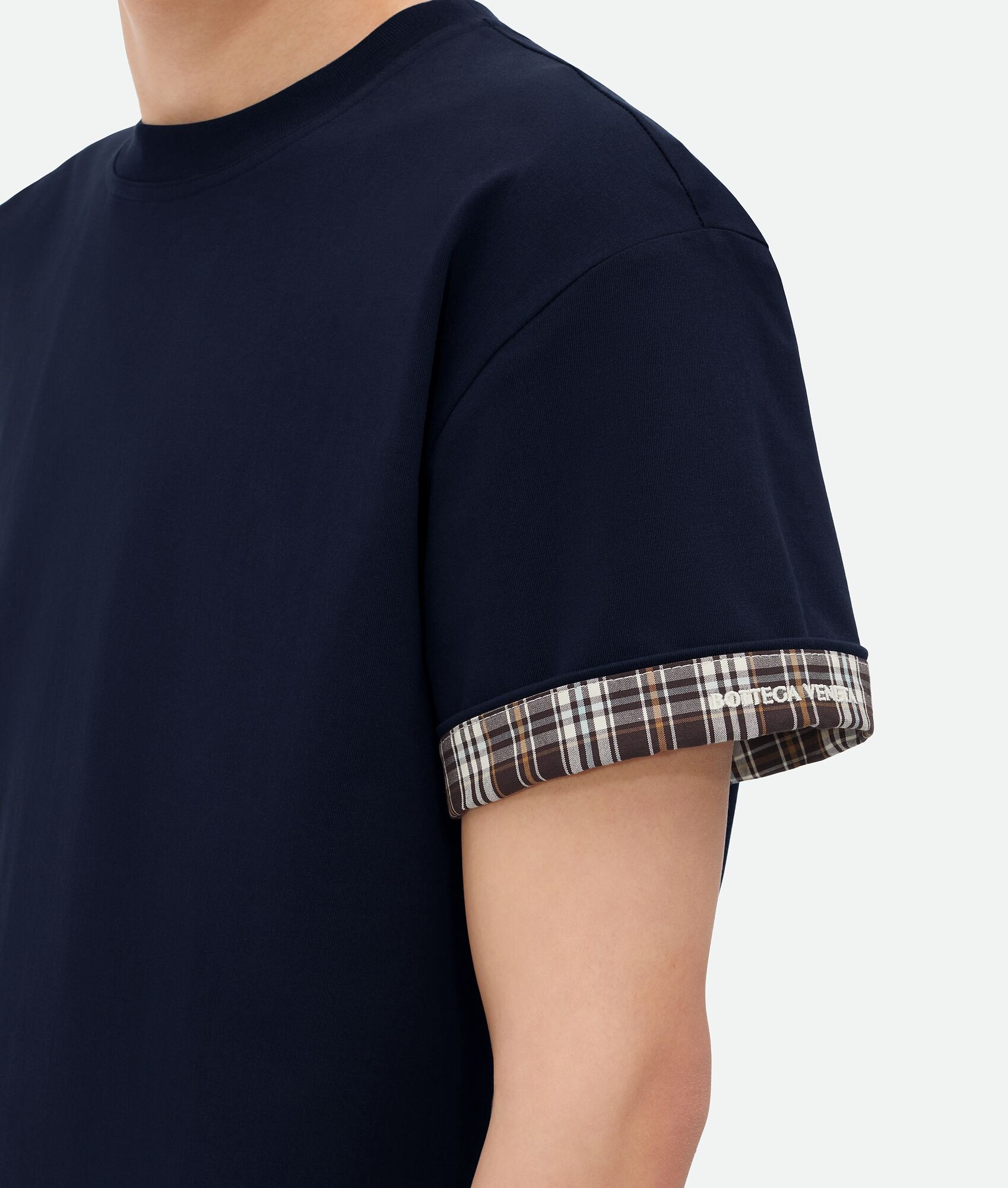Double Layer Checked Cotton T-Shirt - 4
