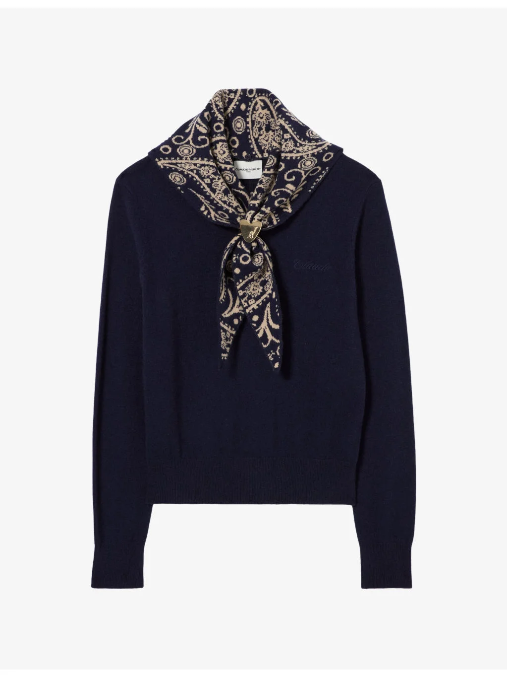 Removable-Scarf Wool and Cashmere-Blend Jumper - 1