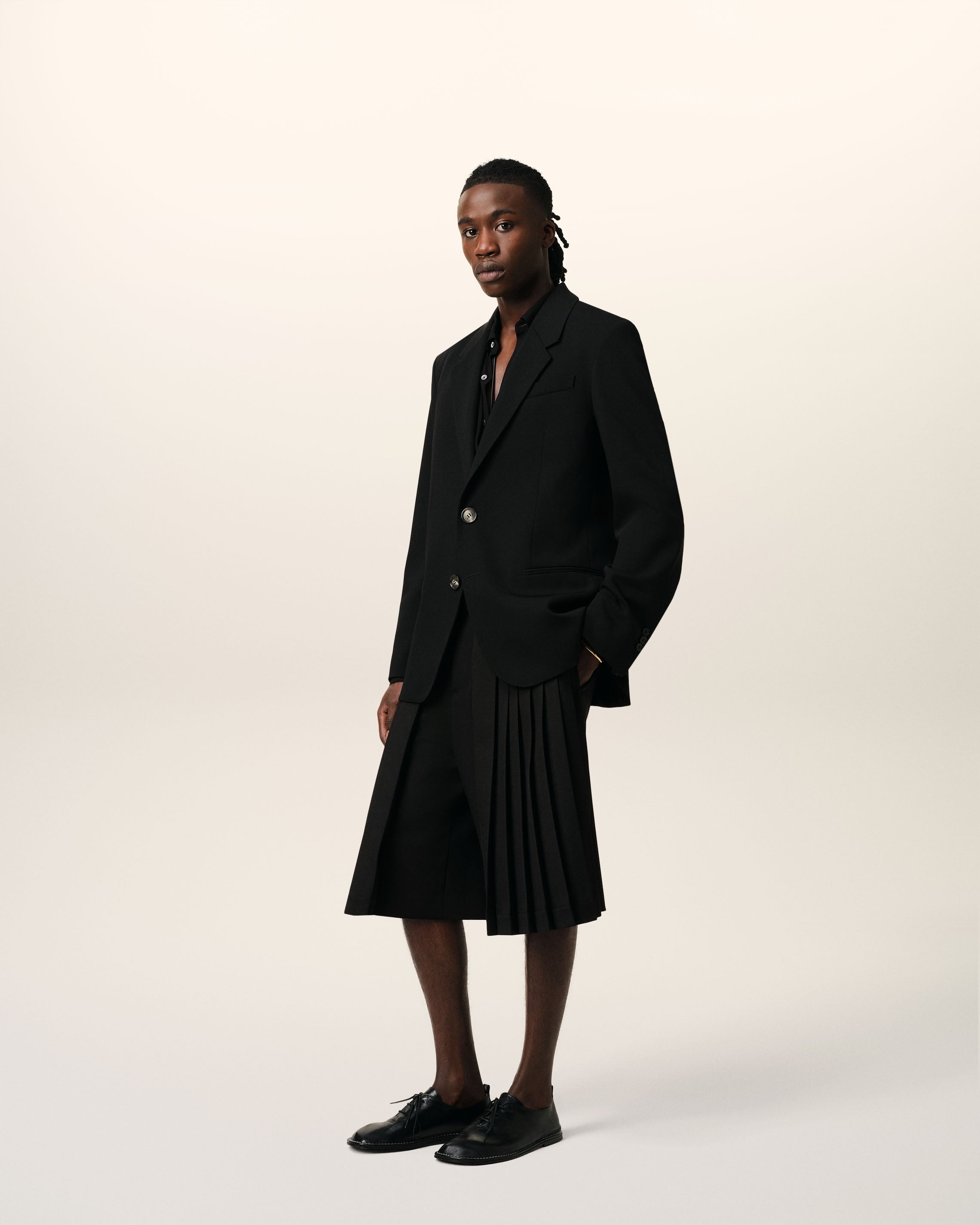 BLACK WOOL SEMI-LINED JACKET - 6