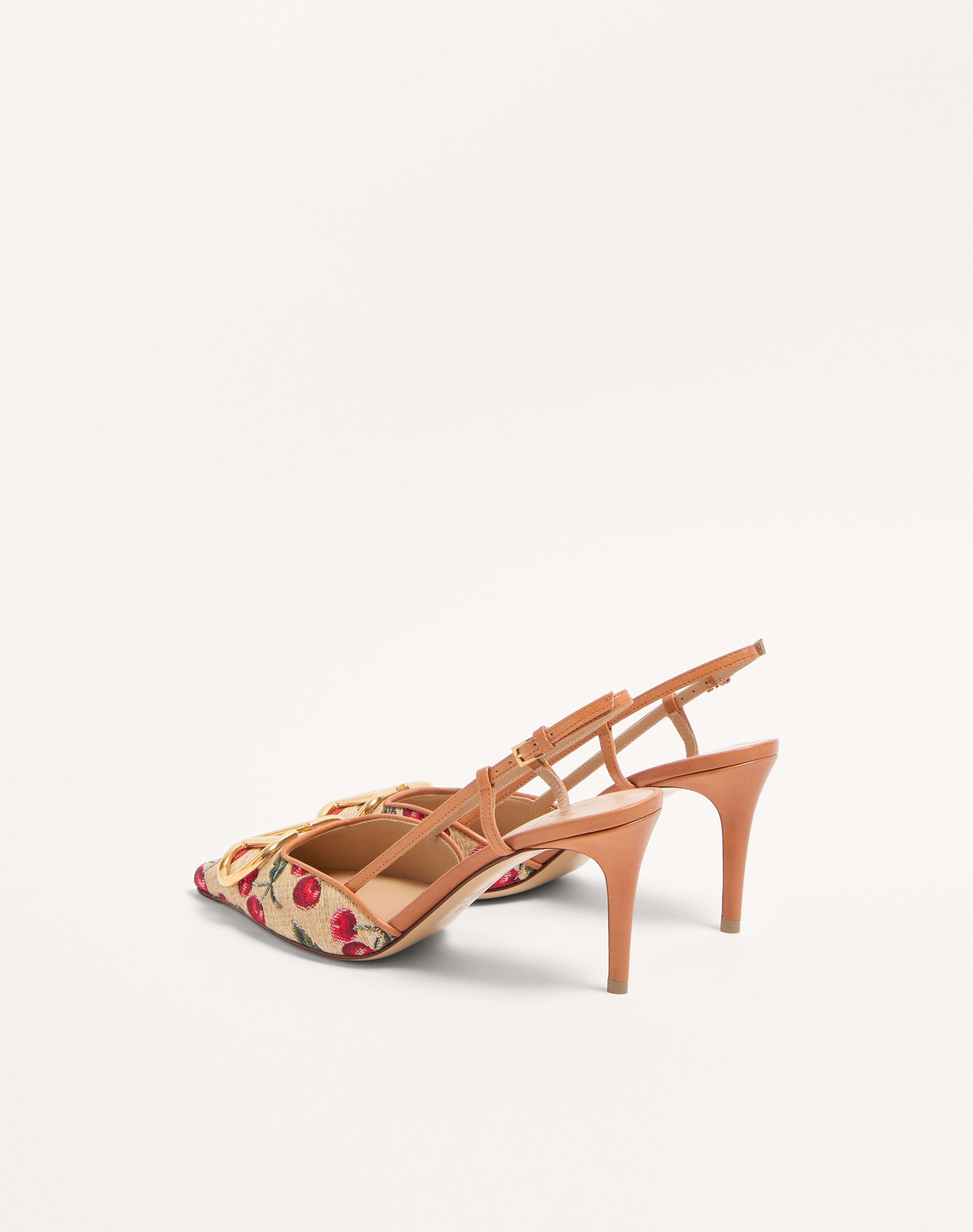 VLOGO SIGNATURE SLINGBACK PUMPS IN CHERRYFIC PATTERN 80MM - 4