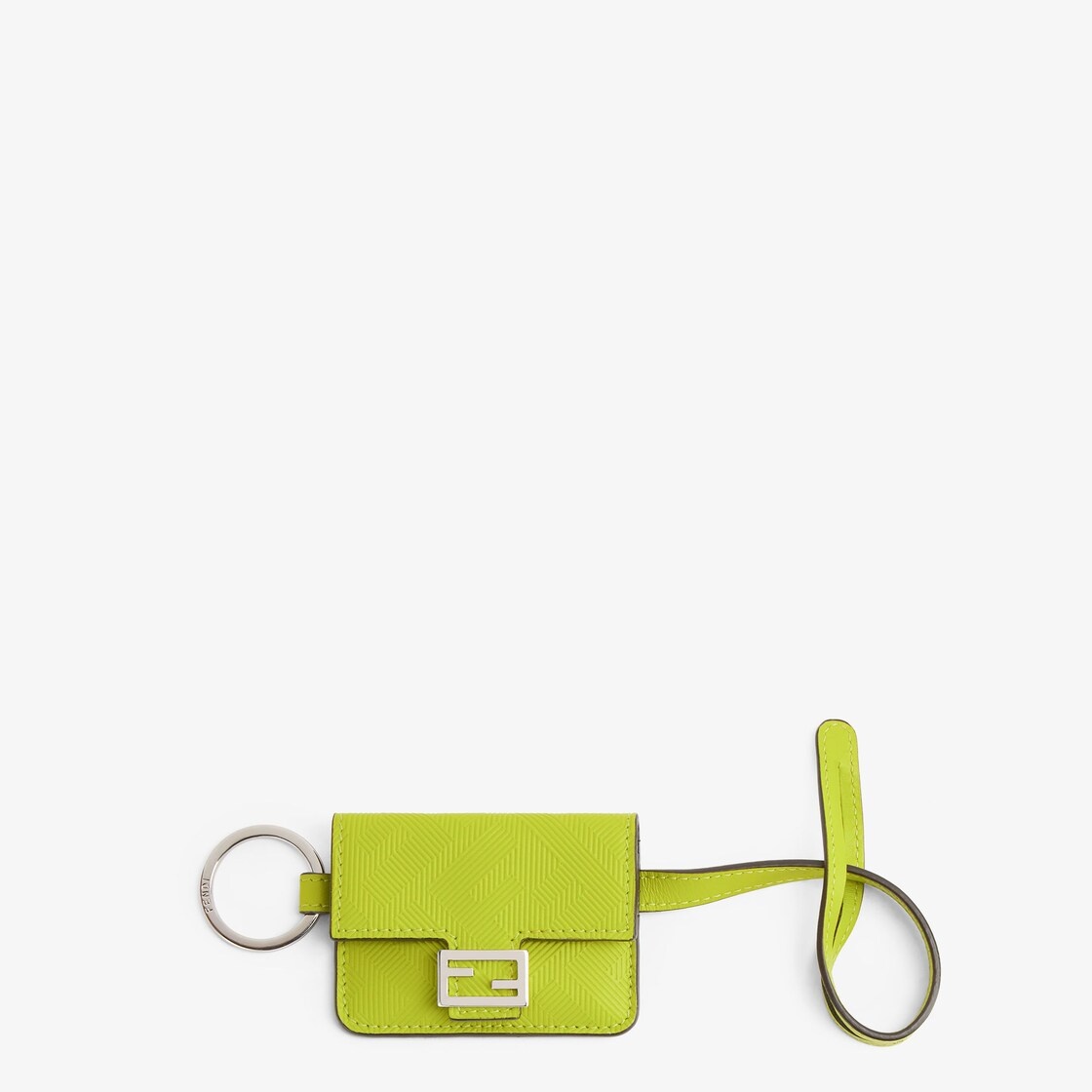Baguette coin purse with square flap and FF magnetic clasp. Keyring and adjustable strap for hooking - 1