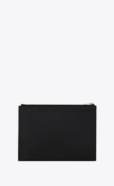 SAINT LAURENT tiny monogram zipped tablet holder in matte leather outlook