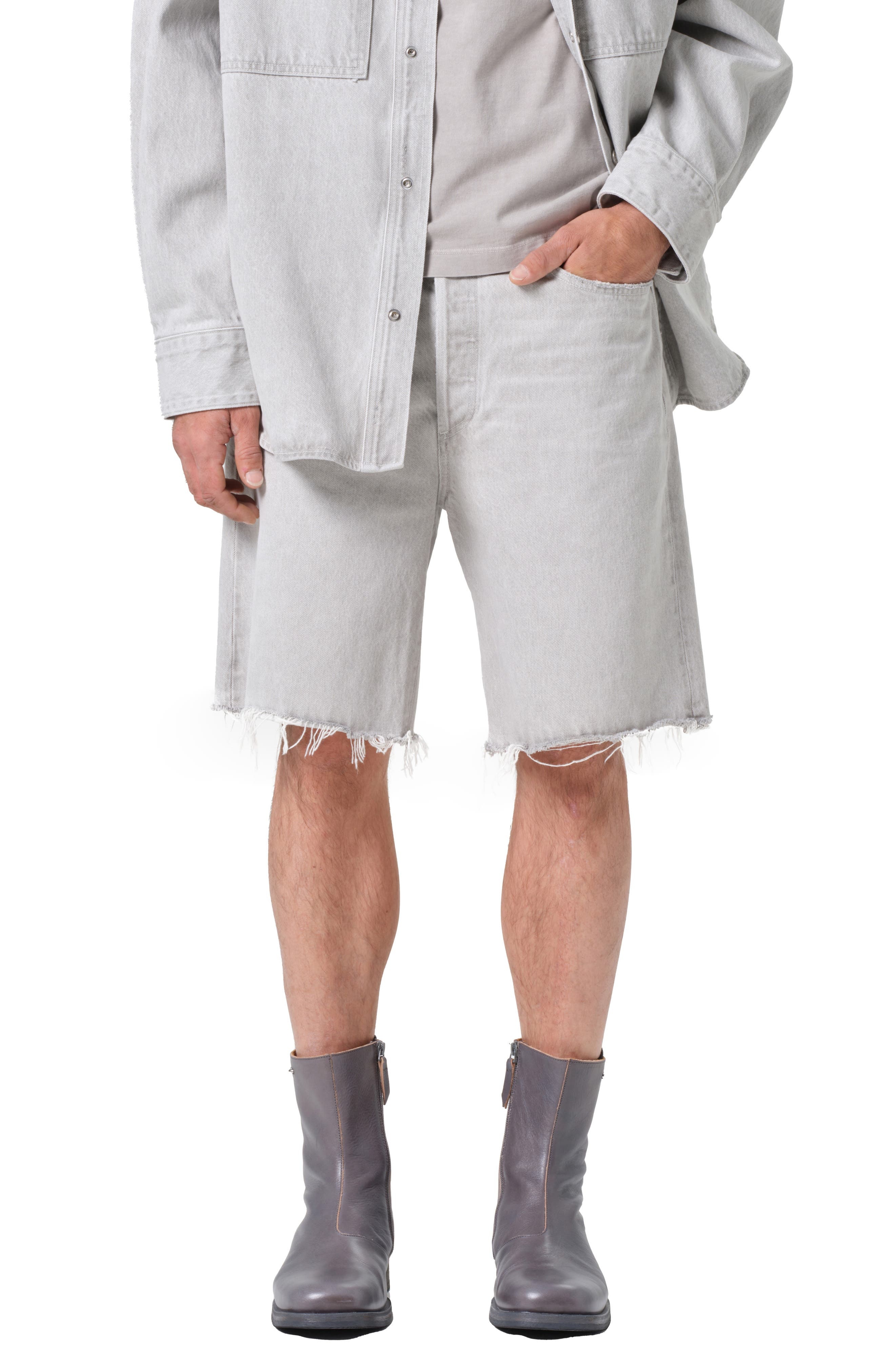 AGOLDE Anson Raw Hem Denim Shorts in Coin at Nordstrom - 1
