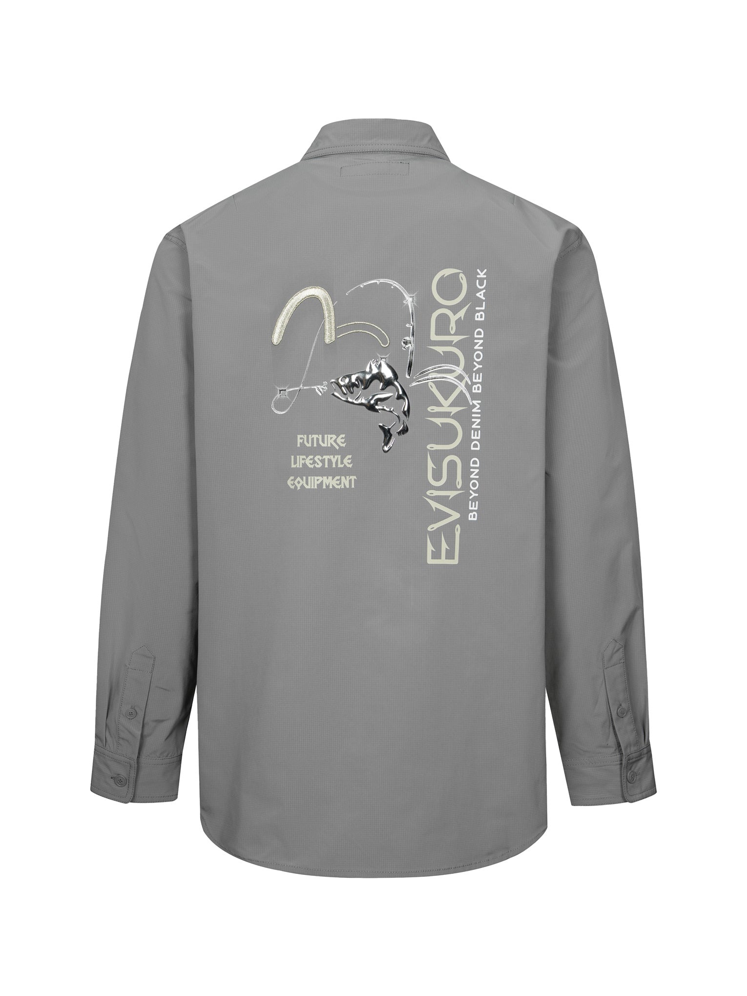 3D Metallic Fishing Logo Print Relax Fit Shirt - 12