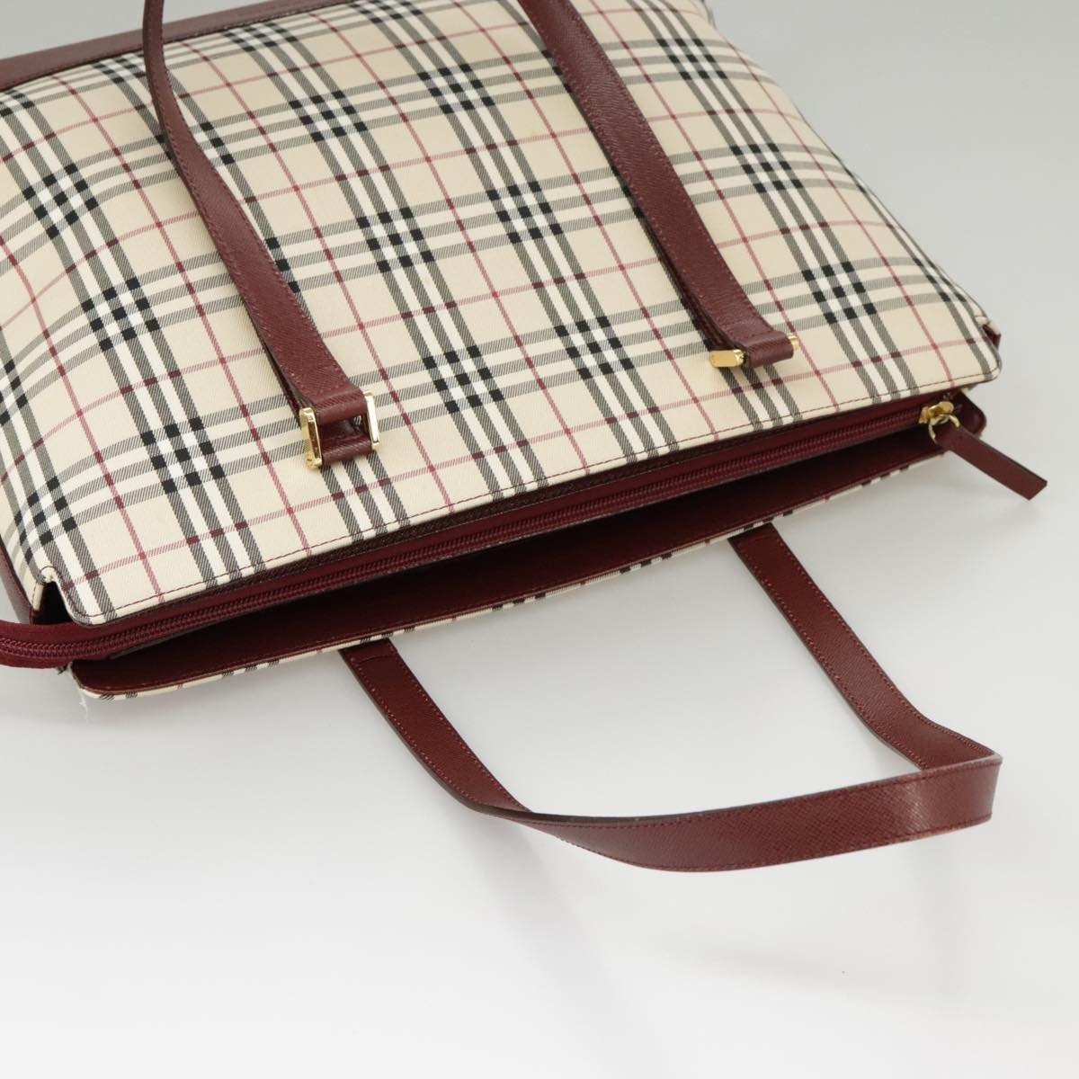 Burberry Nova Check Tote Bag Canvas Beige Red - 6