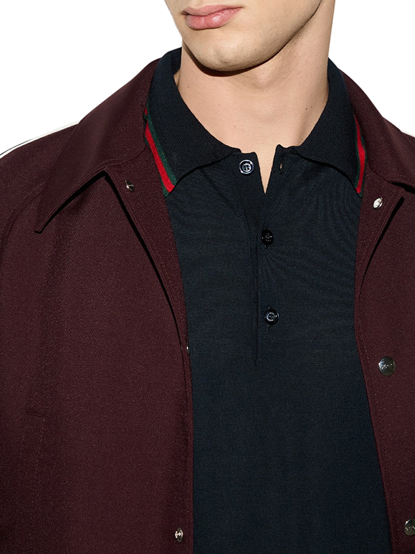 KNITTED WOOL POLO WITH WEB PATTERN - 5