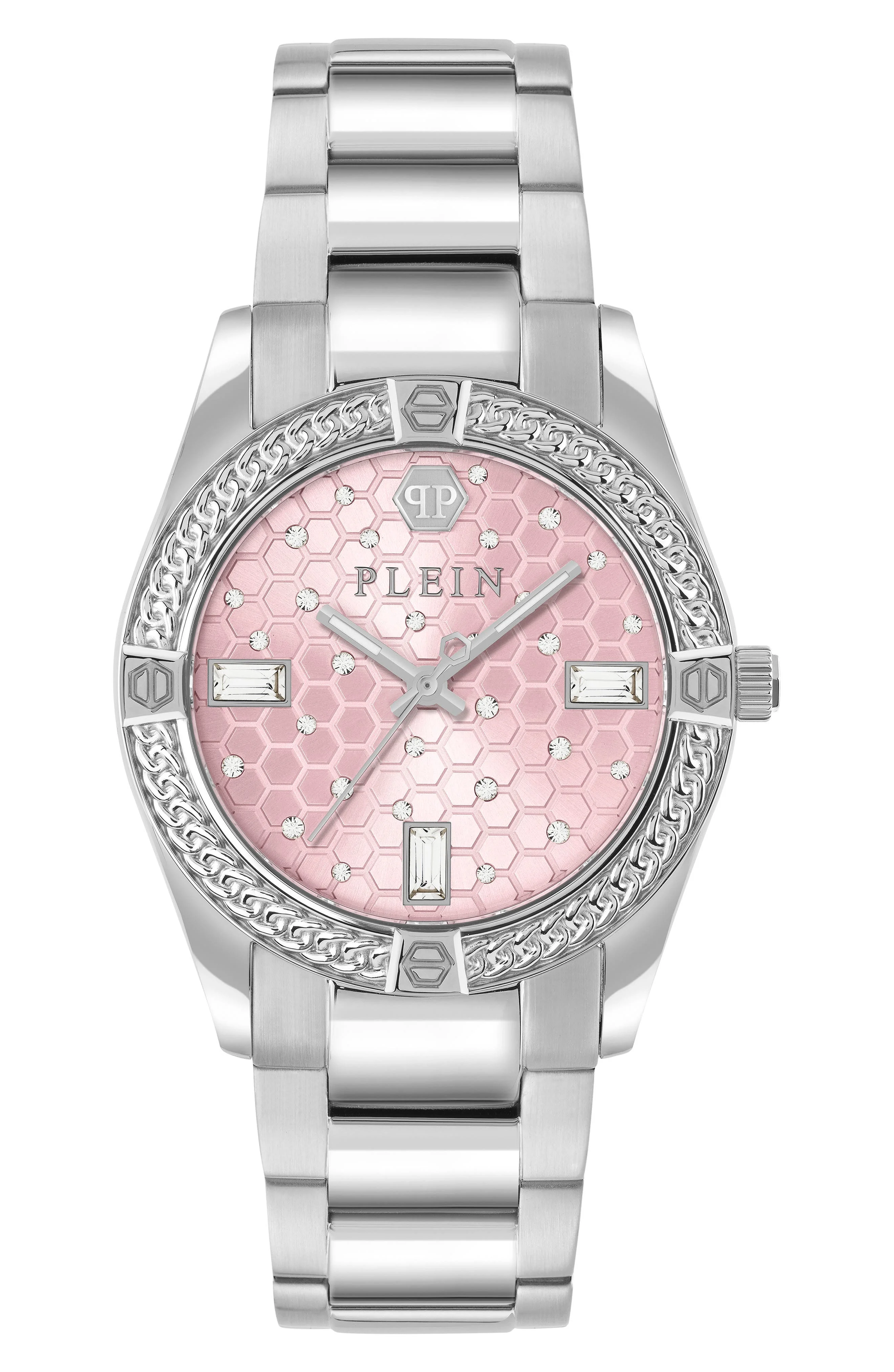 PHILIPP PLEIN Icon Chain Bracelet Watch, 36mm in Stainless Steel/Pink at Nordstrom - 1