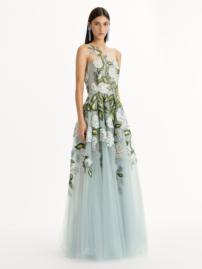 PORCELAIN FLOWER EMBROIDERED GOWN 4