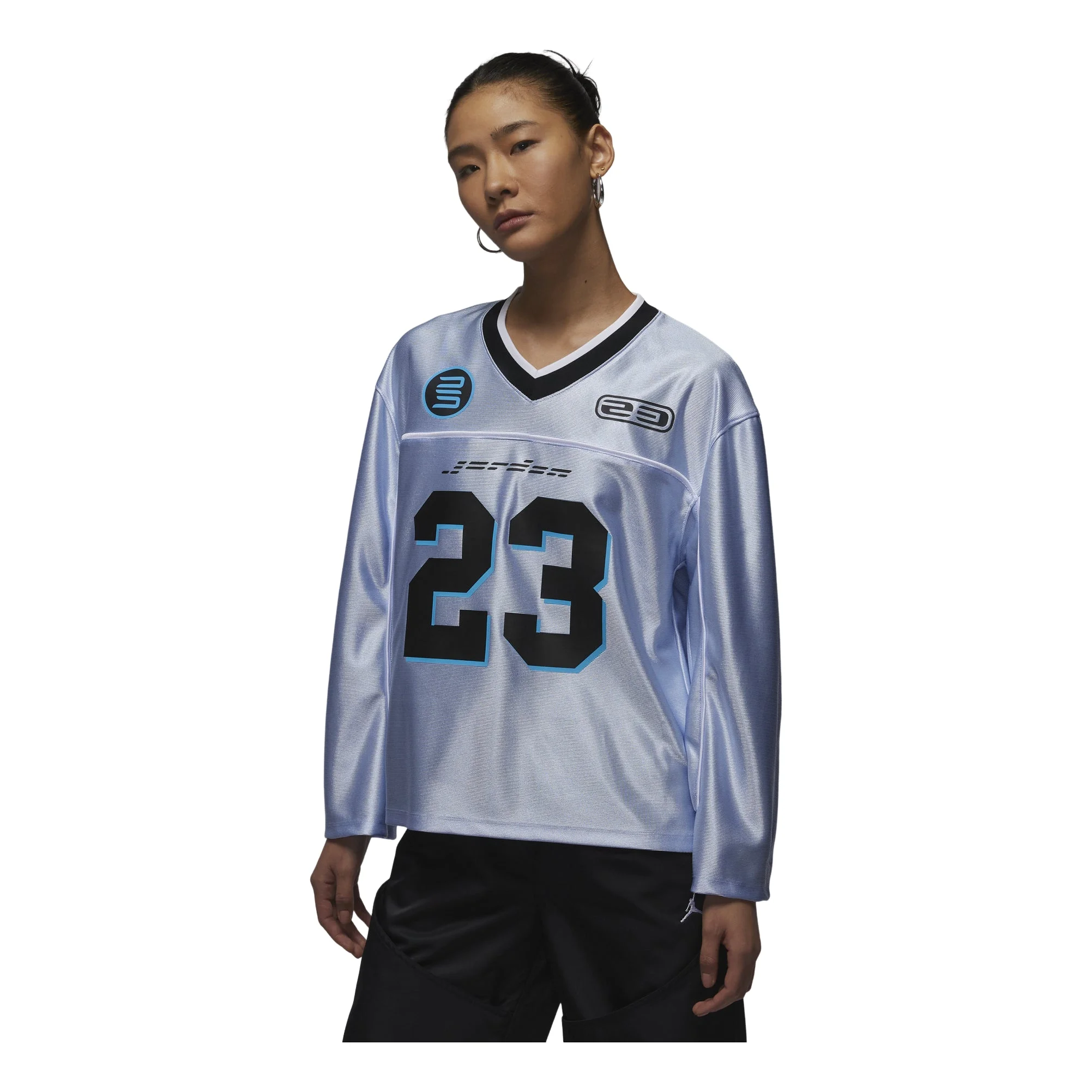 (WMNS) Air Jordan Long Sleeve Jersey Asia Sizing 'Hydrogen Blue' HF9460-407 - 1