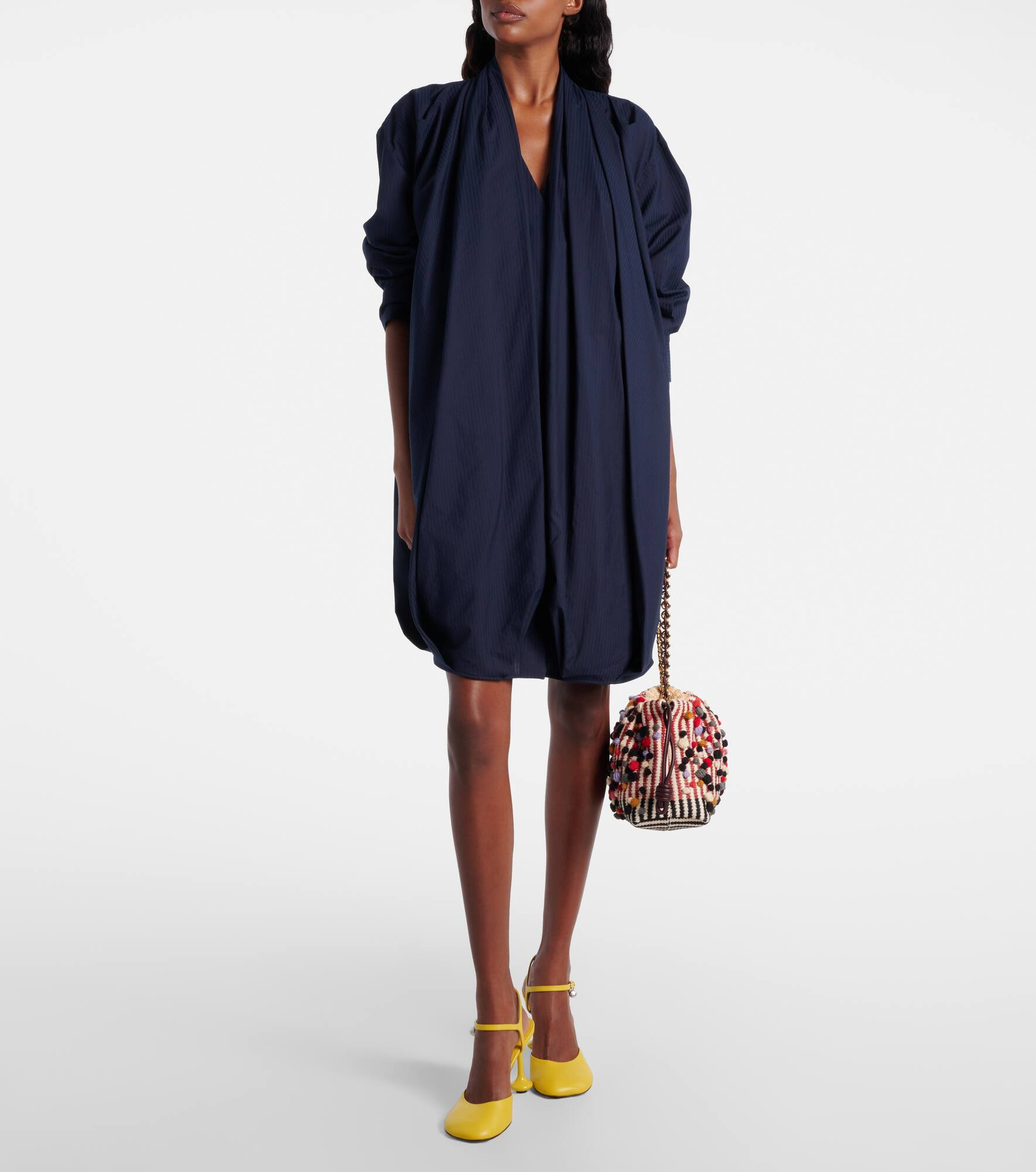 Draped cotton poplin minidress - 2